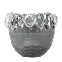 Midcentury Modern Faceted Grey Murano Glass Handcrafted Italian Vase, 1960 Midcentury Modern Faceted Grey Murano Glass Handcrafted Italian Vase, 1960