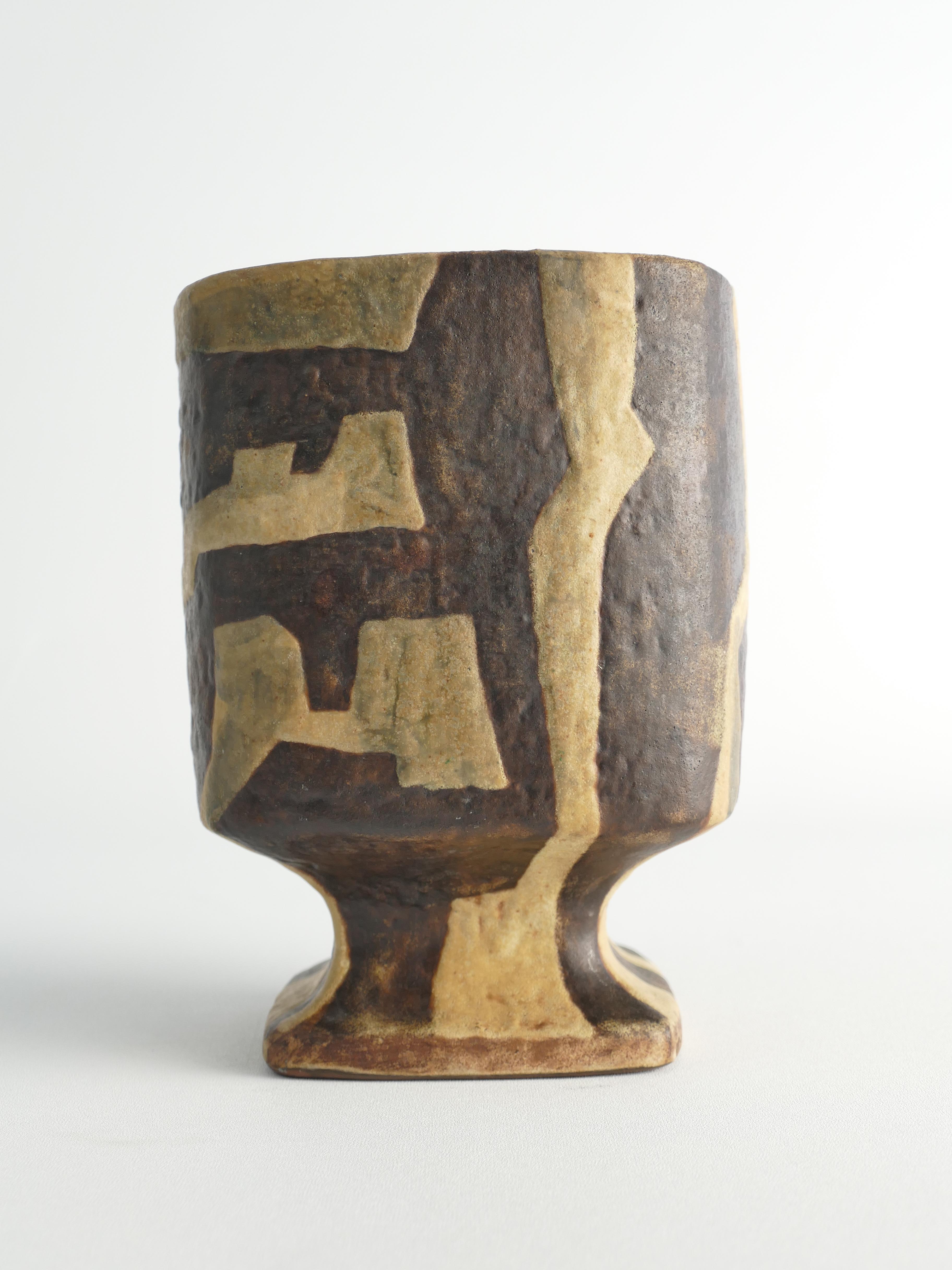 Vernissé Vase en céramique lave grasse moderne du milieu du siècle dernier par Fridegart Glatzle, Karlsruhe, années 1960 en vente