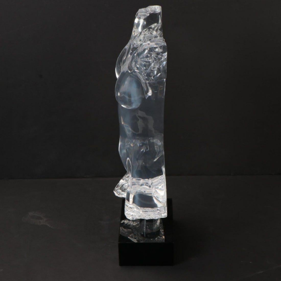 Minimalist Mid-Century Modern Female Torso Sculpture in Solid Lucite For Sale