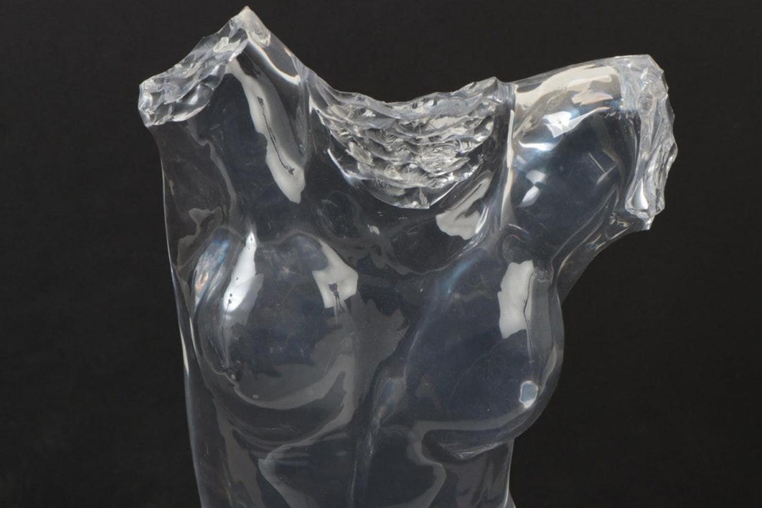 Mid-Century Modern Female Torso Sculpture in Solid Lucite For Sale 1