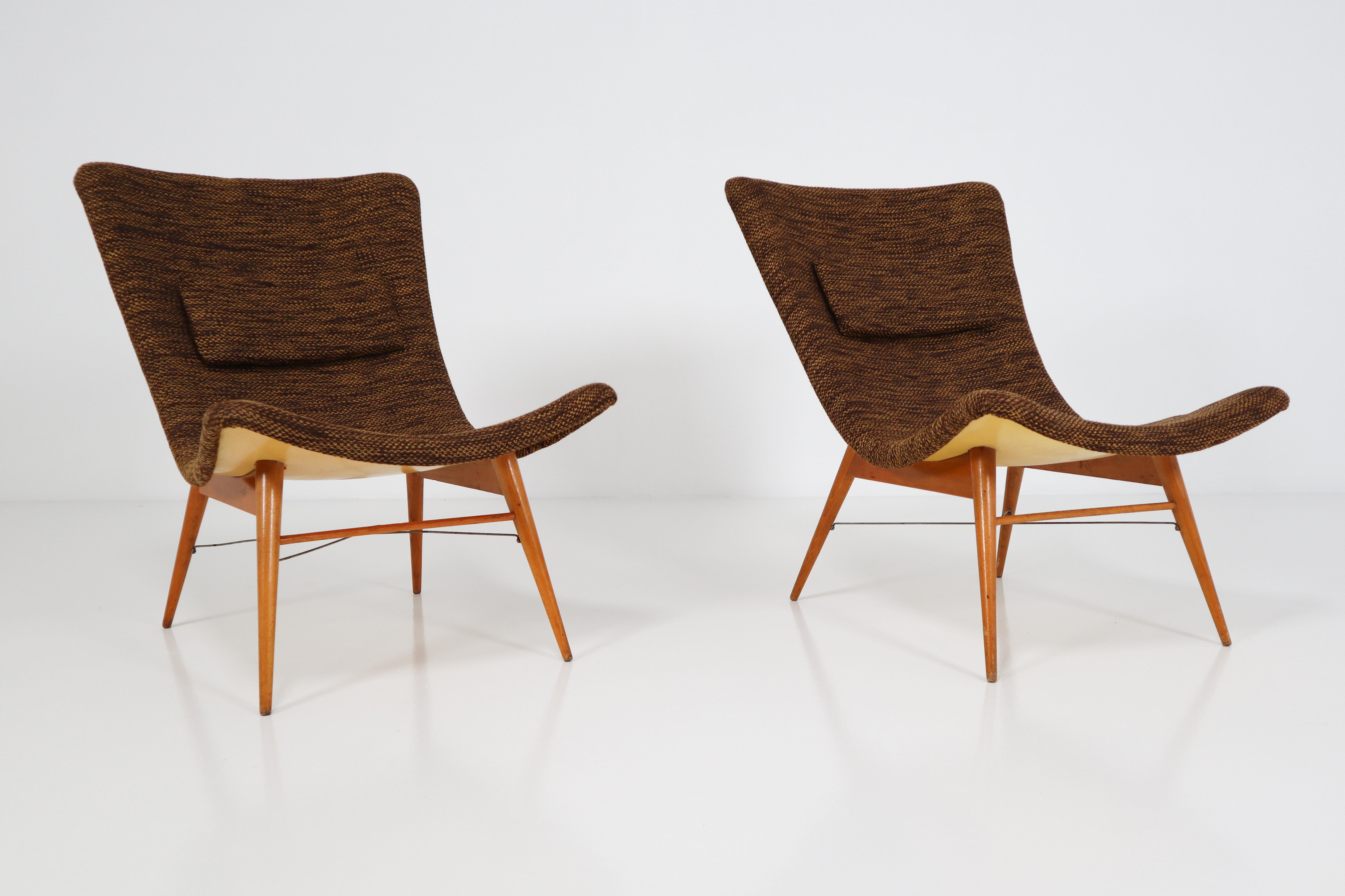 Czech Mid-Century Modern Fiberglass Lounge Chairs by Miroslav Navratil CZ, 1959
