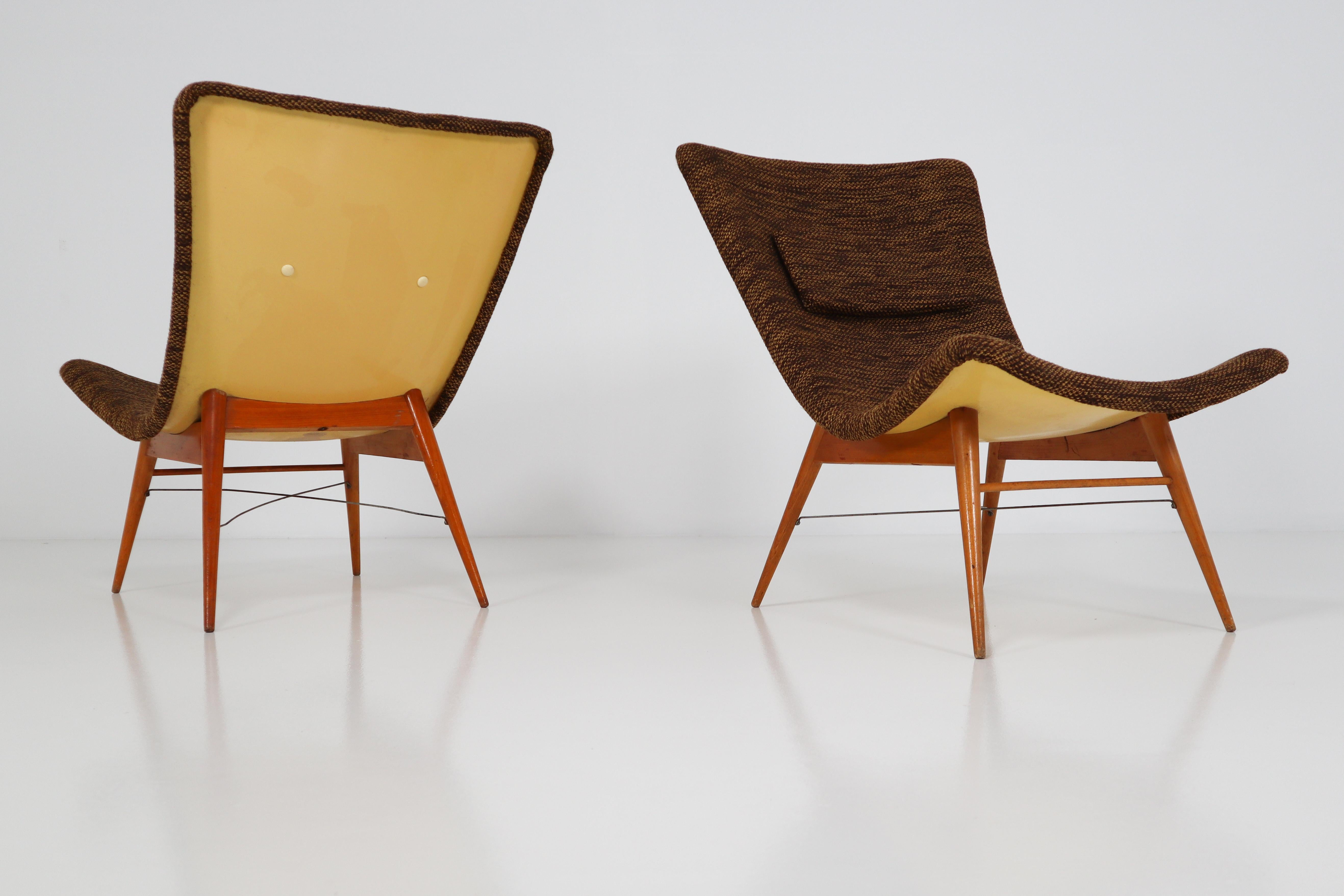 Mid-Century Modern Fiberglass Lounge Chairs by Miroslav Navratil CZ, 1959 1