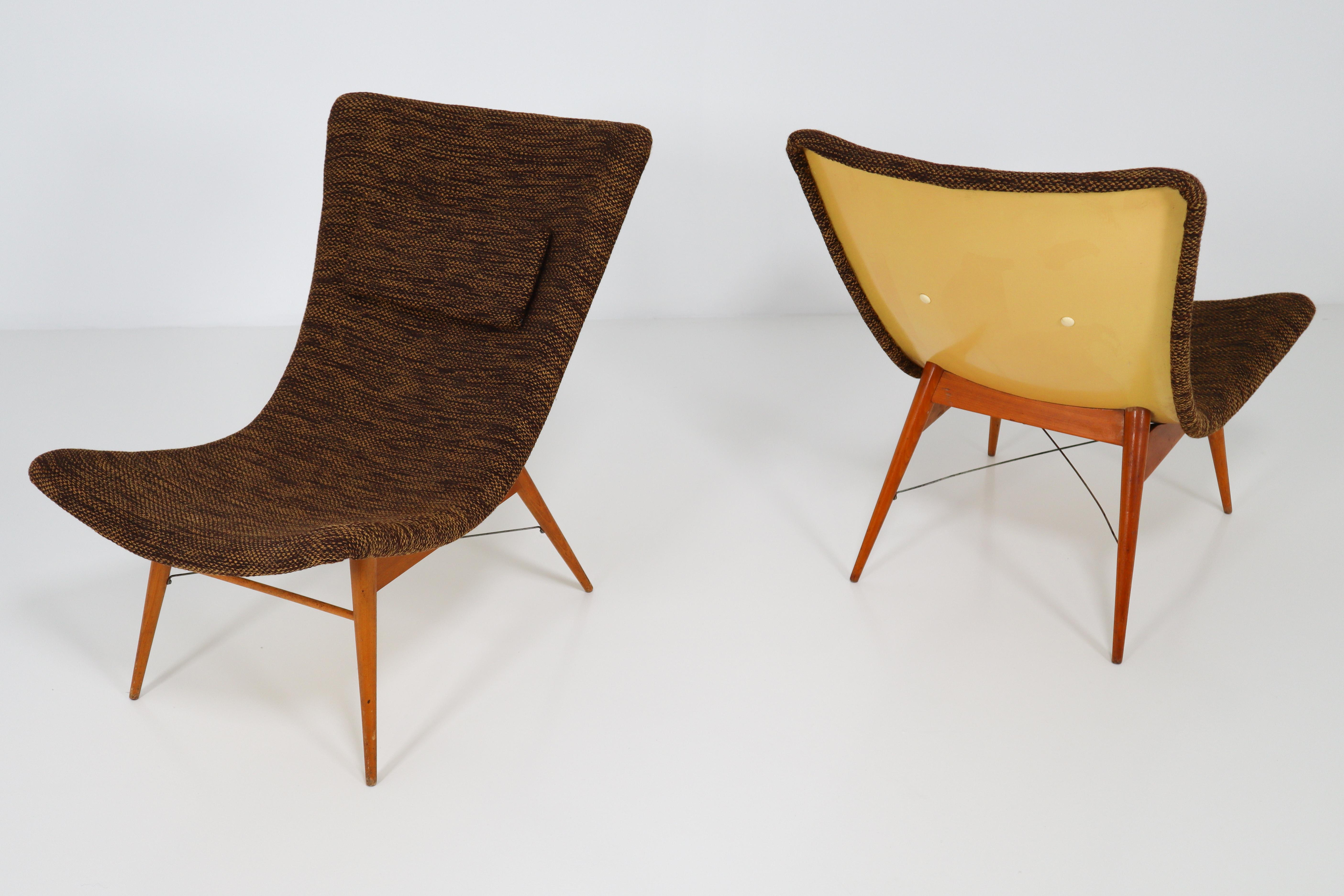 Mid-Century Modern Fiberglass Lounge Chairs by Miroslav Navratil CZ, 1959 2
