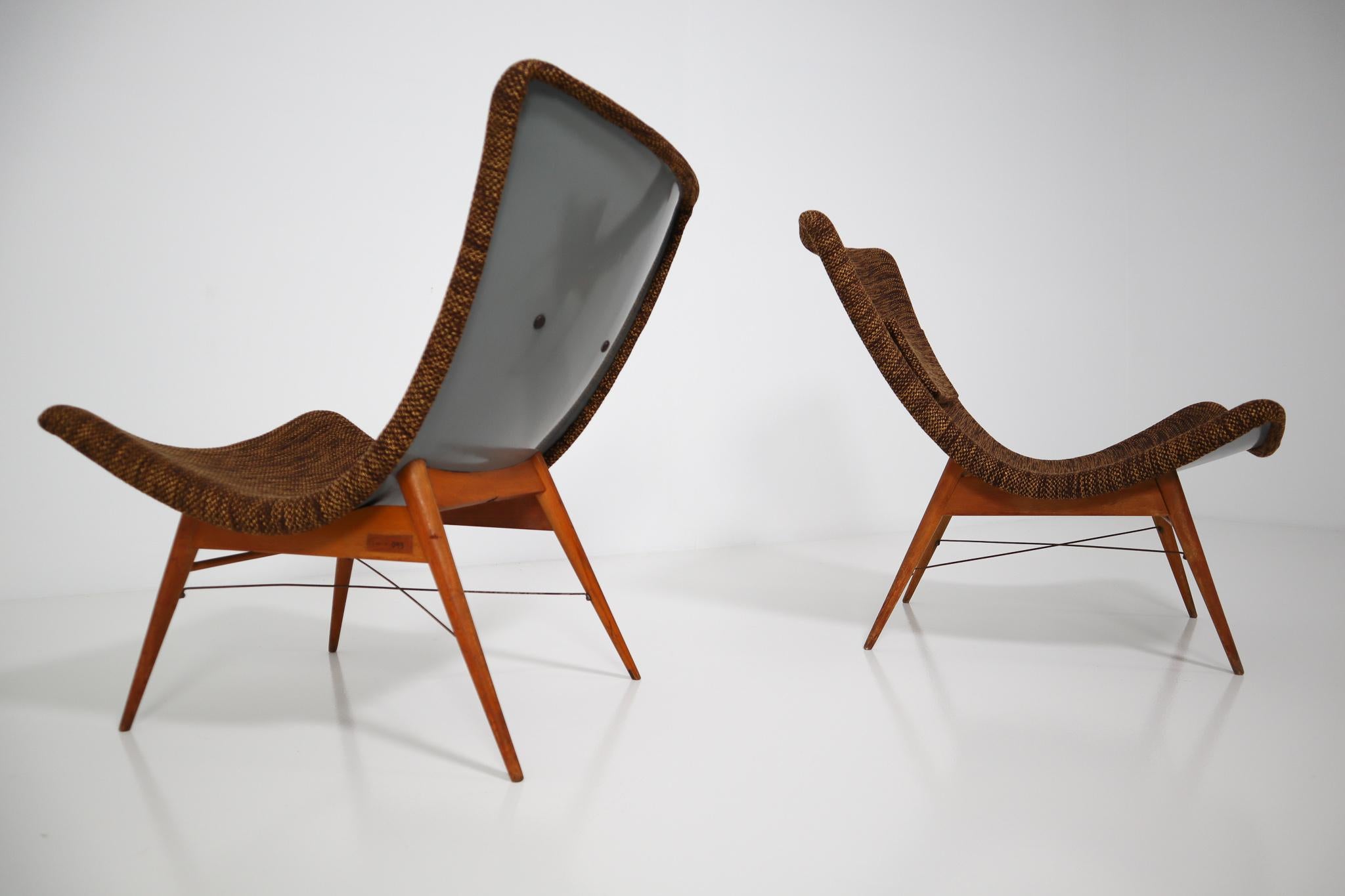 Mid-20th Century Mid-Century Modern Fiberglass Lounge Chairs by Miroslav Navratil, Czechia, 1959