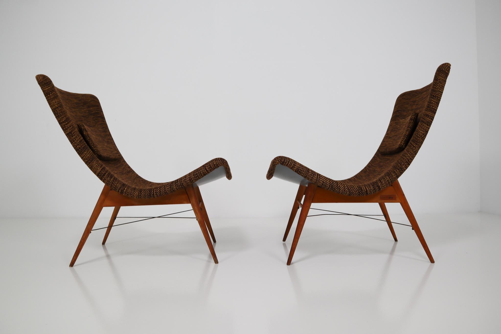 Mid-Century Modern Fiberglass Lounge Chairs by Miroslav Navratil, Czechia, 1959 3