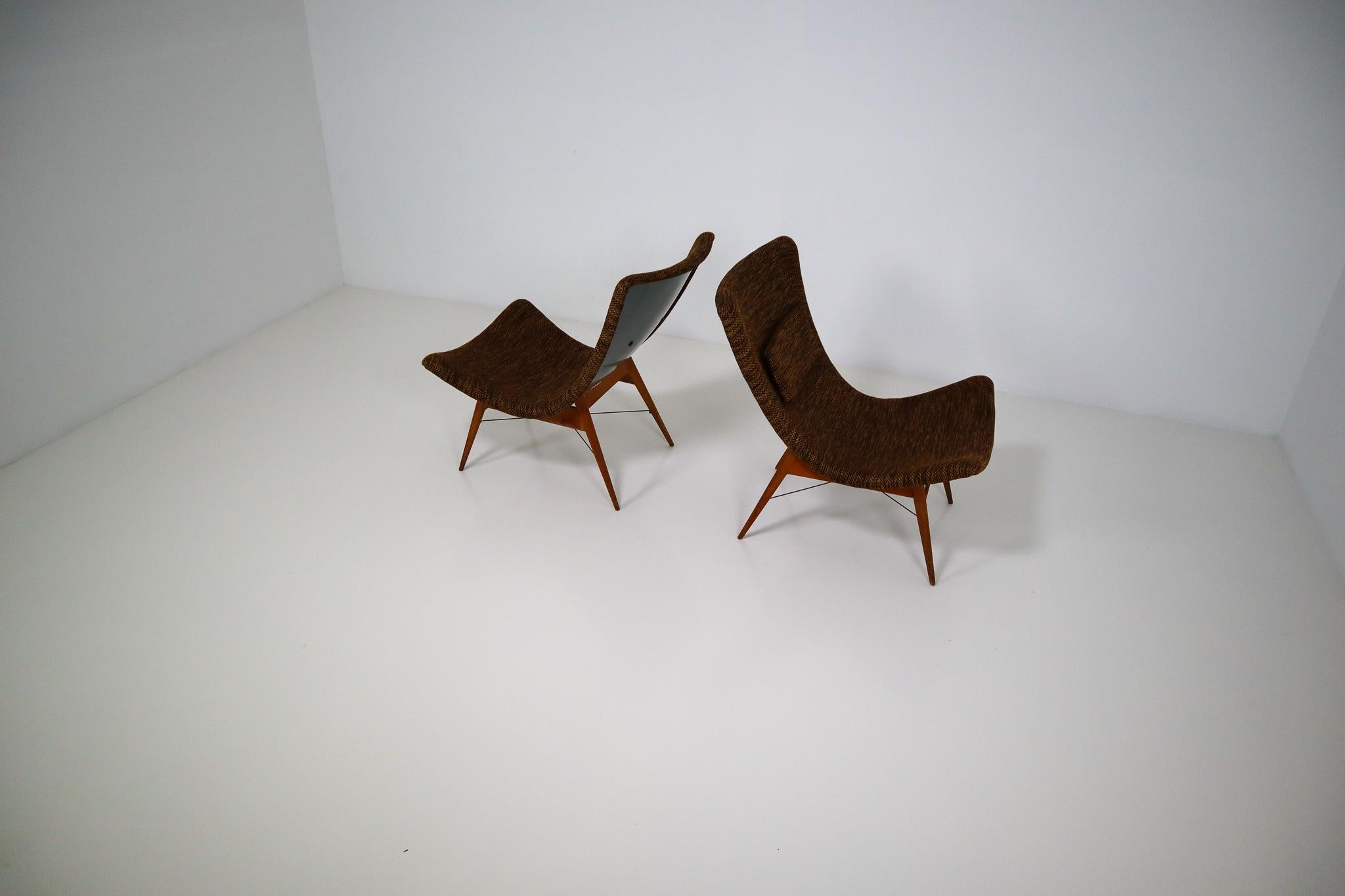 Mid-Century Modern Fiberglass Lounge Chairs by Miroslav Navratil, Czechia, 1959 4