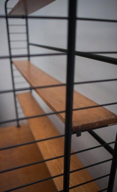 Midcentury Modern 1950s Bookcase, Modular Shelves in Style of Pierre Guariche