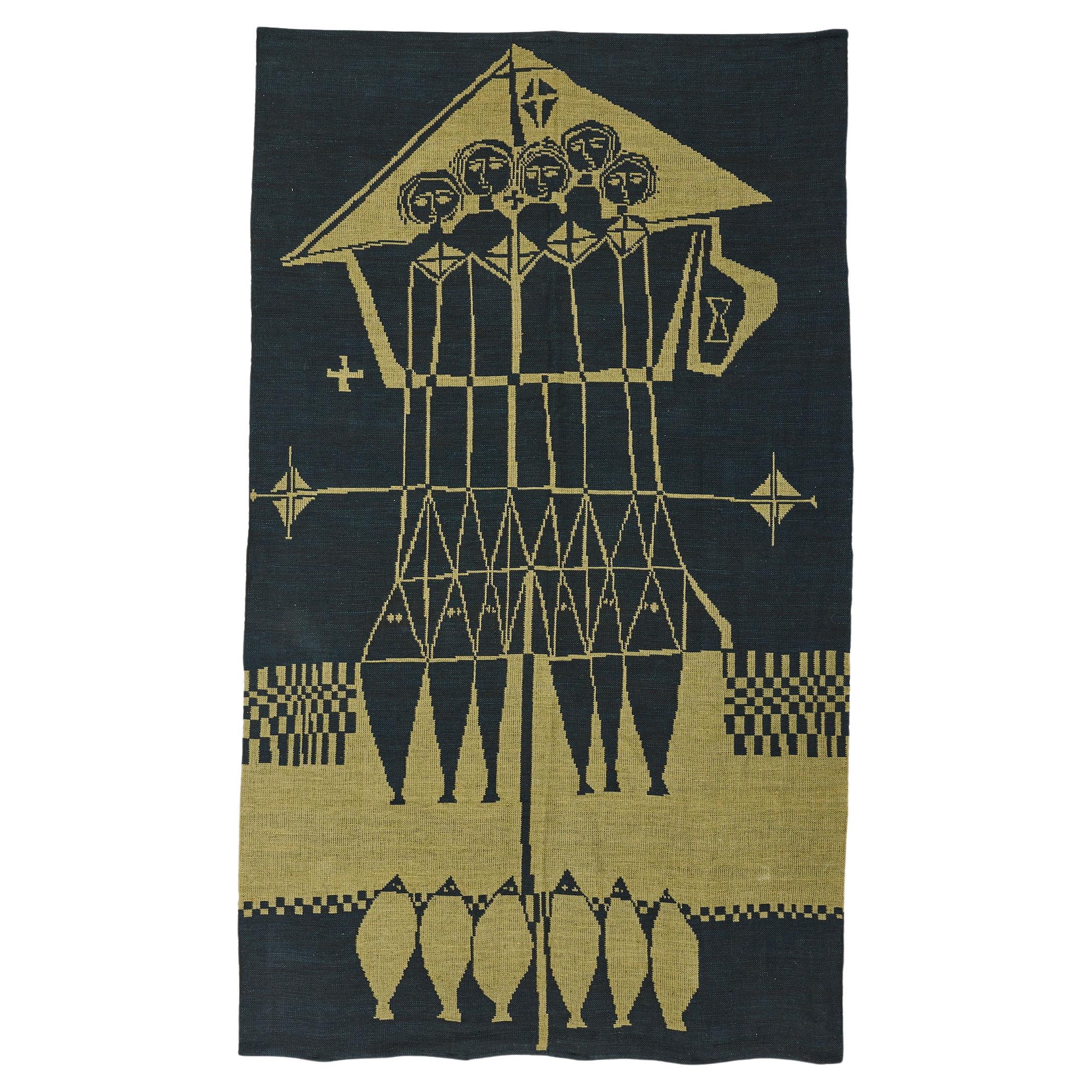 Midcentury Modern Finnish Täkänä Tapestry, Kirsti Rantanen for Helmi Vuorelma Oy