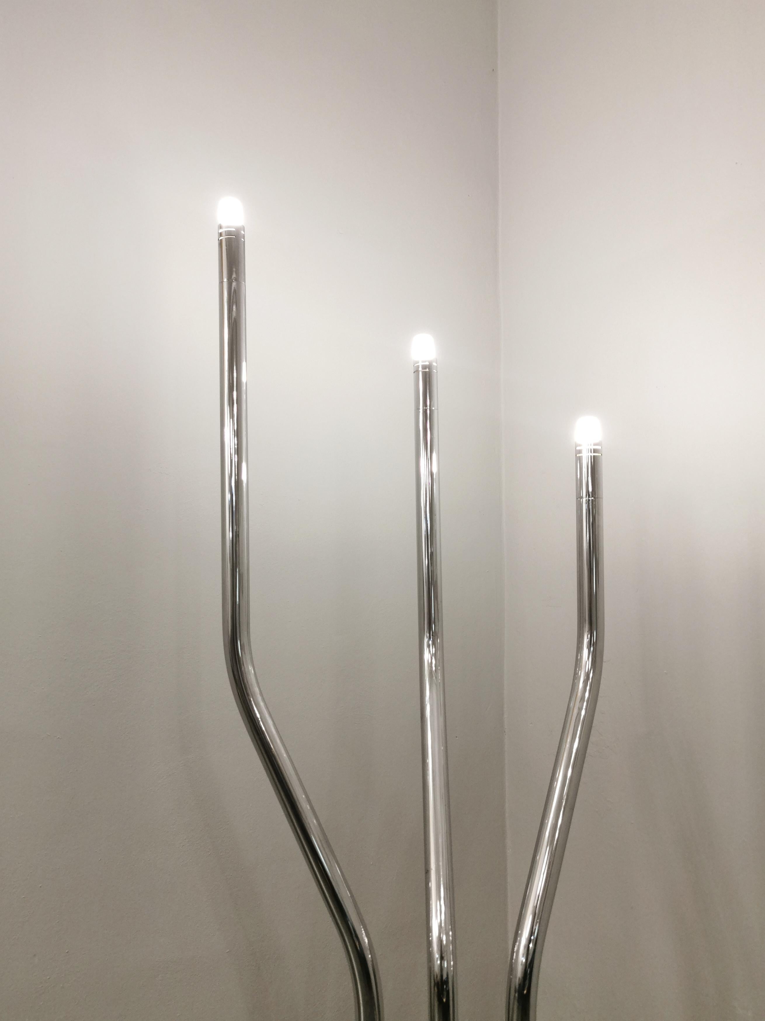Midcentury Modern Floor Lamp Chrome Metal Attributed to Reggiani Italy 1970s 7