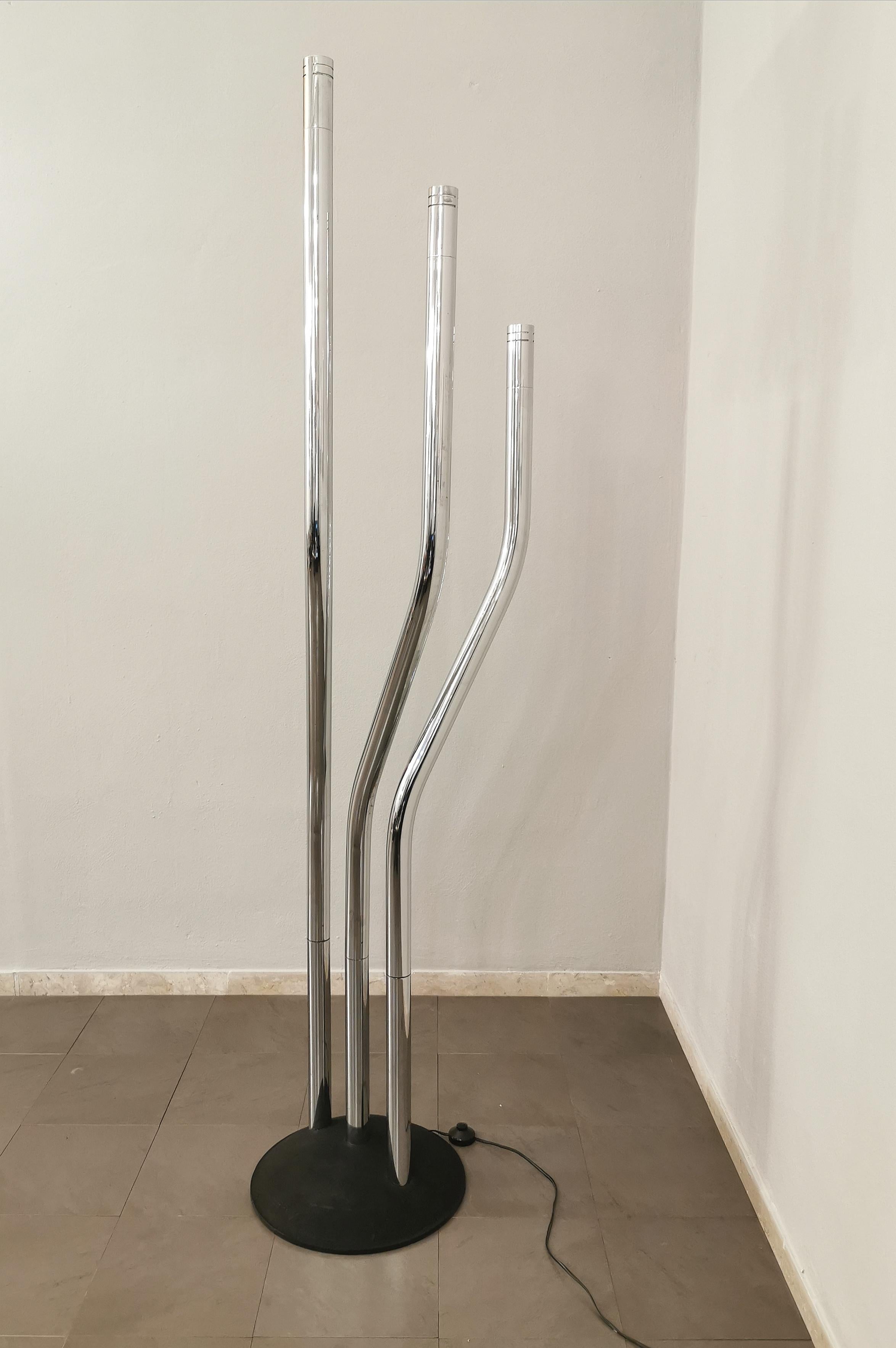 20th Century Midcentury Modern Floor Lamp Chrome Metal Attributed to Reggiani Italy 1970s