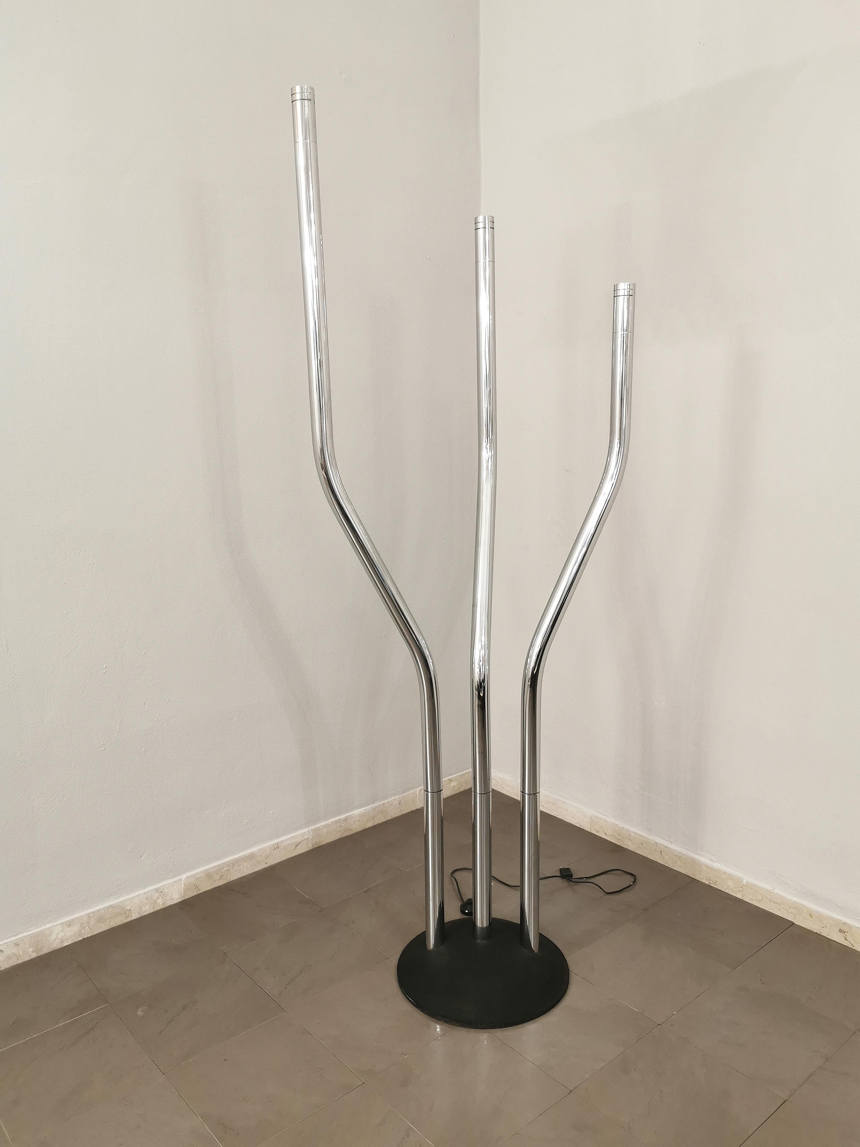 Midcentury Modern Floor Lamp Chrome Metal Attributed to Reggiani Italy 1970s 1