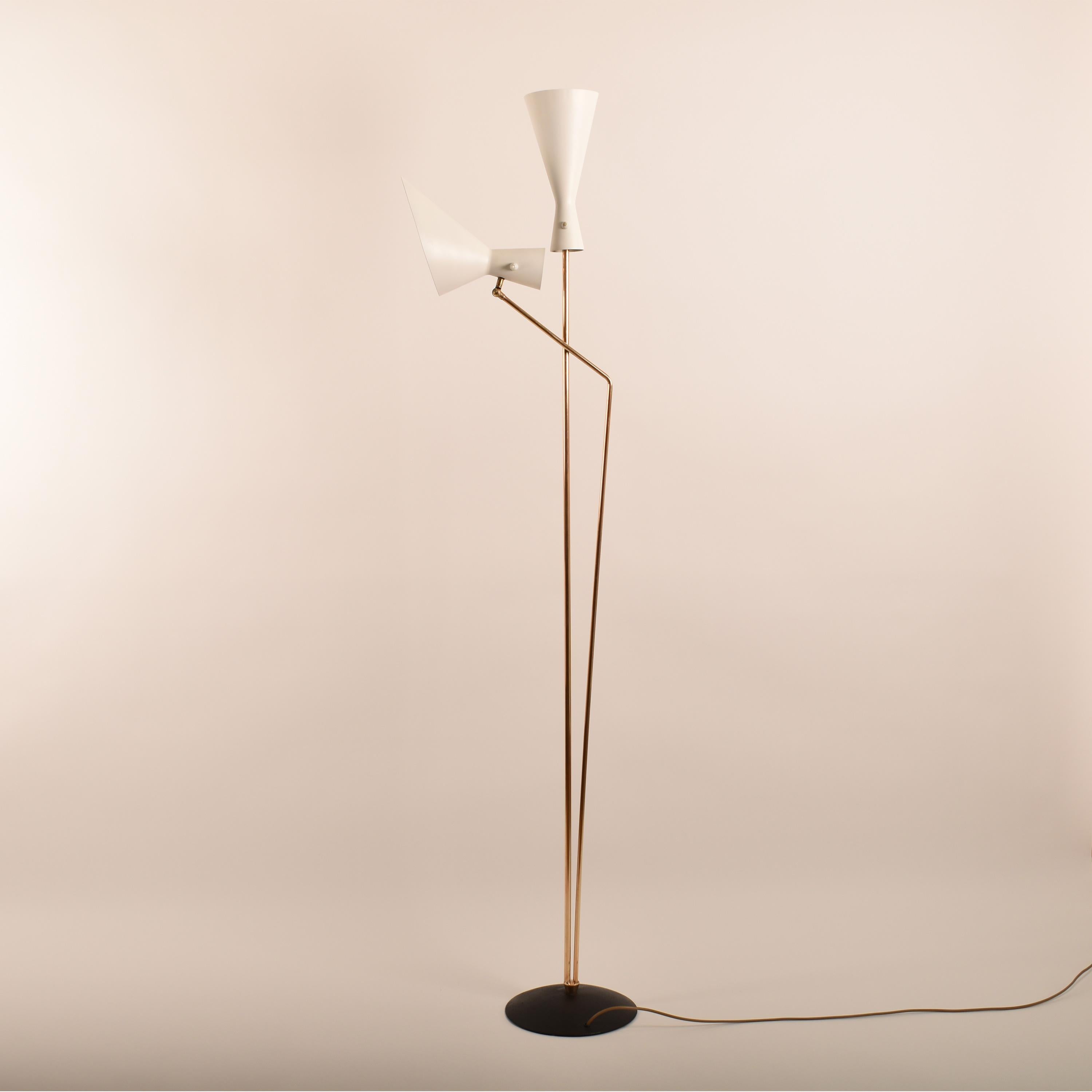 Swiss Midcentury Modern Floor Lamp in Brass by Carl Moor for Bag Turgi, Switzerland For Sale