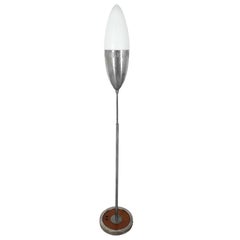 Mid.Century Modern Floor Lamp in Oak and Nickel-Plated Brass, Italy