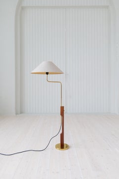 Midcentury Modern Floor Lamp, Teak and Brass Bergboms, Sweden, 1960s