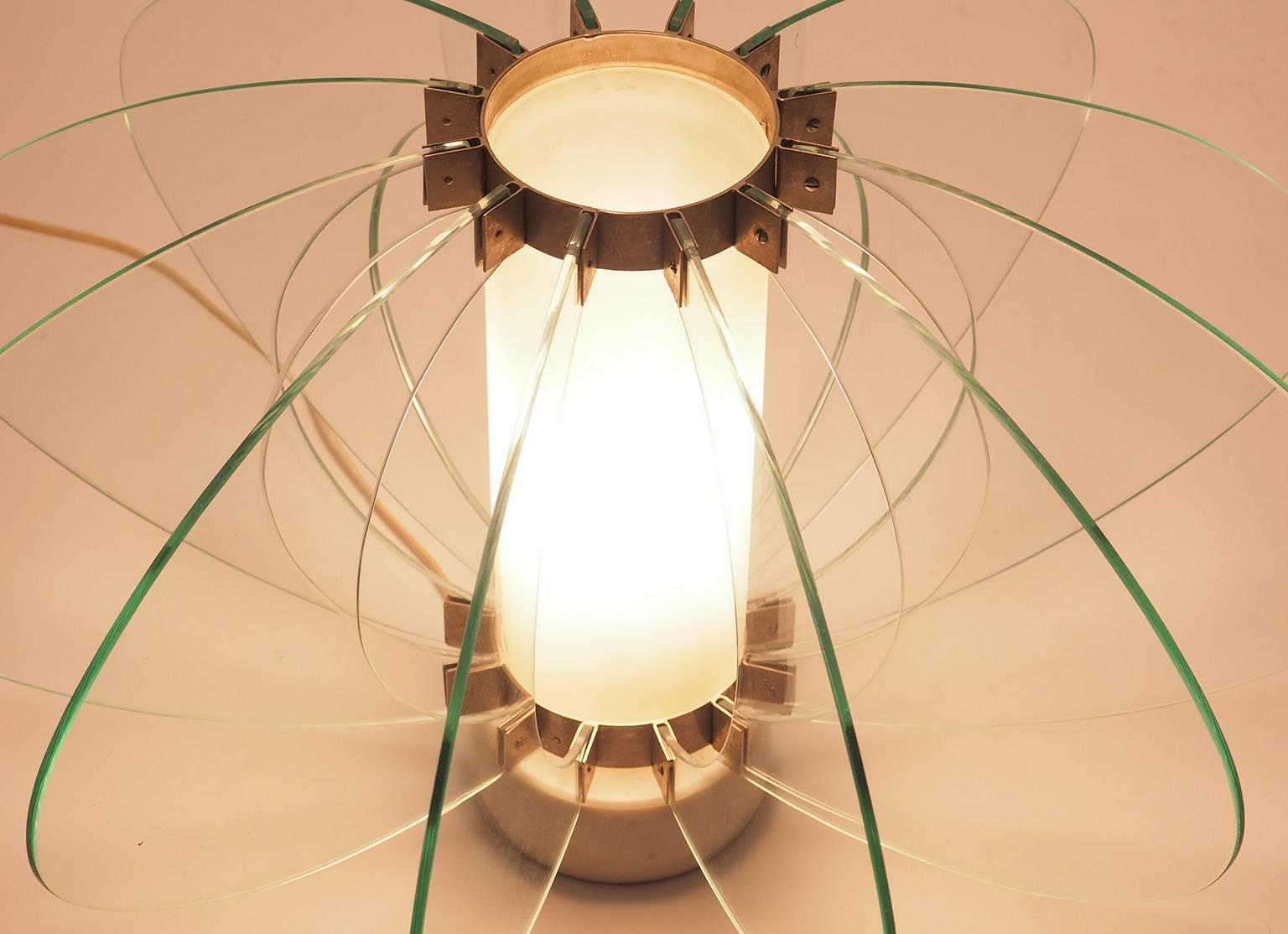 Mid-Century Modern Fontana Arte Attribuited Large Glass Table Lamp, Milano 1960s 5