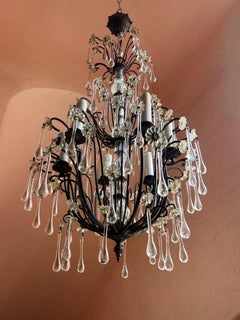 MidCentury Modern French Chandelier Maison Baguès 1950s Large Scale Murano Glass