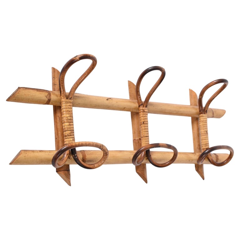 Midcentury Modern French Riviera Rattan and Bamboo Canes Coat Rack ...