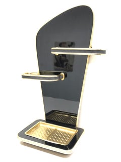Porte-parapluies allemand moderne du milieu du siècle en bois et laiton, années 1950