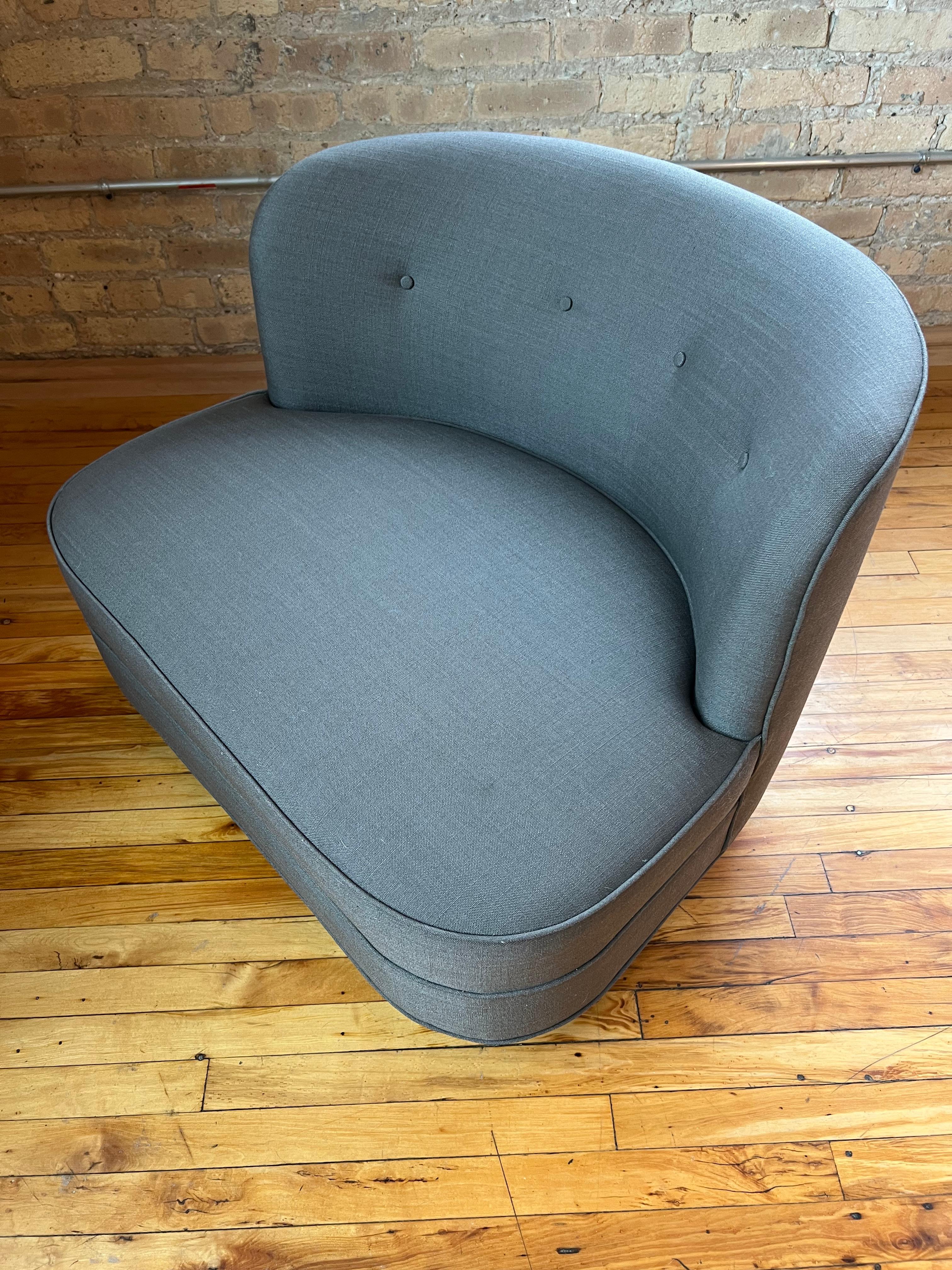 Mid-Century Modern Gilbert Rhode Midcentury Modern Grey Slipper Low Low Lounge Chairs Pair For Sale