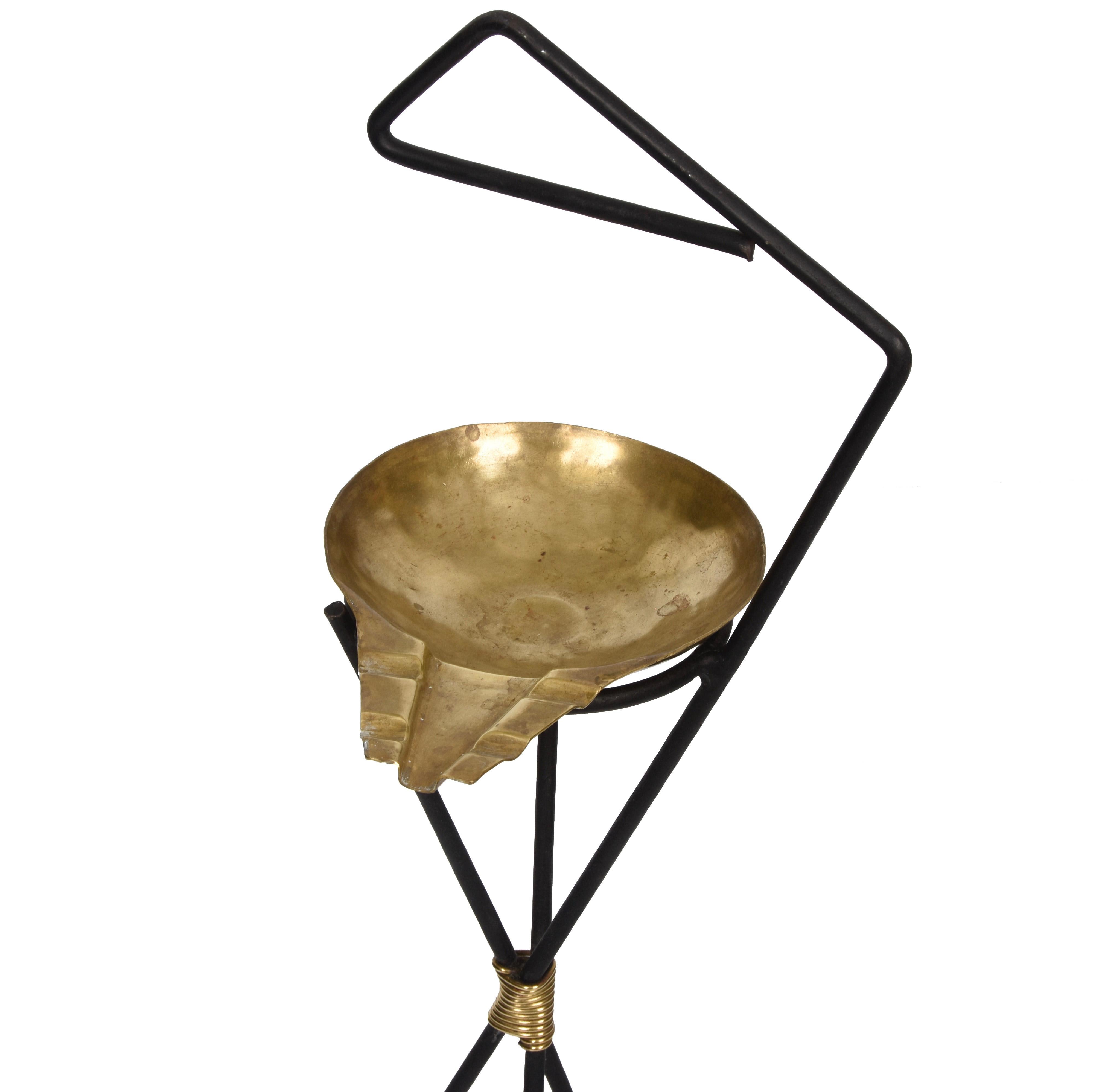 Mid-Century Modern Gilded Brass and Black Iron Italian Ashtray, 1950s 9