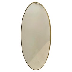 Midcentury Modern Gio Ponti Stye Oval Messing Spiegel , Italien 1950s
