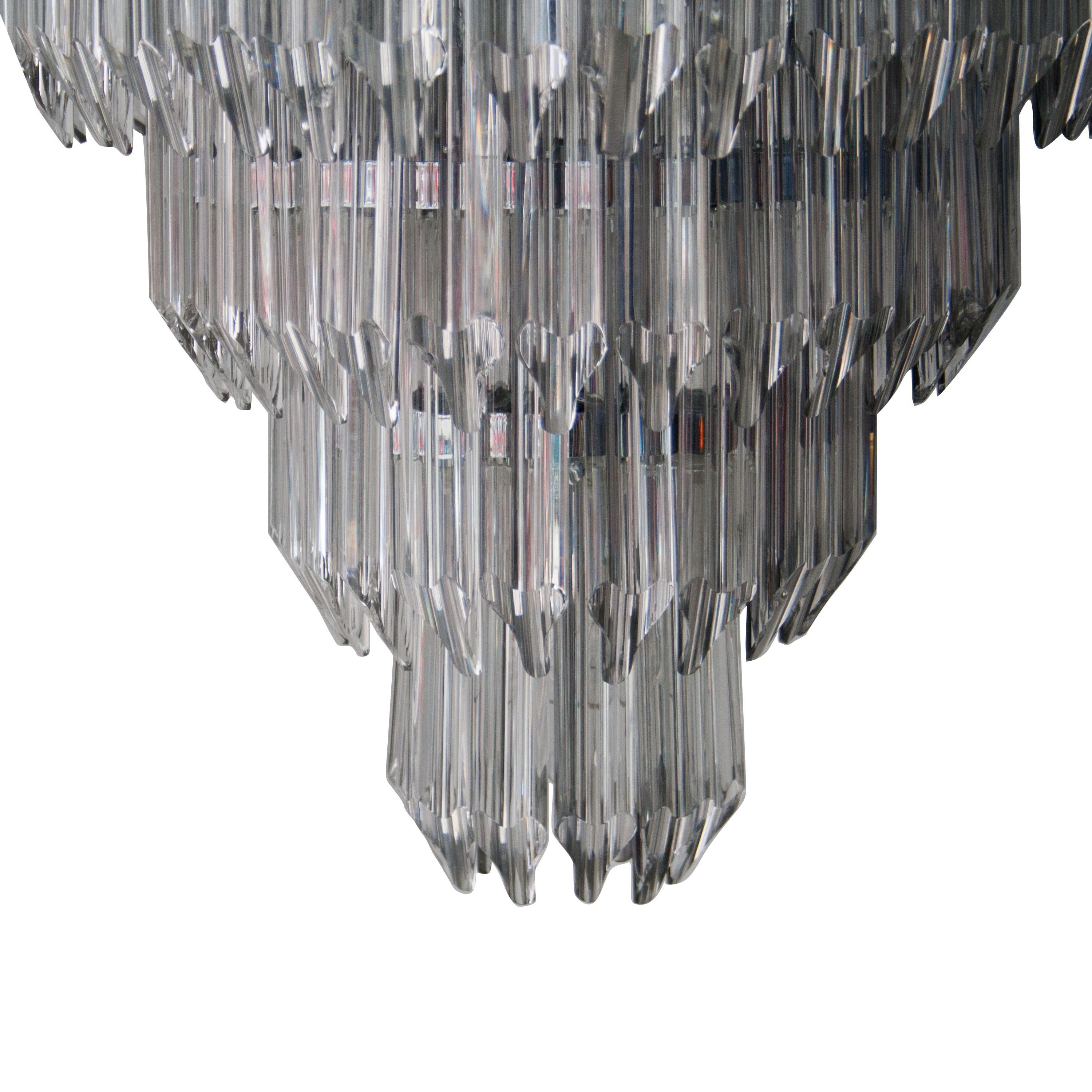 Mid-Century Modern-Kronleuchterlampe aus Glas und Messing, Italien, 1970 (Italienisch) im Angebot