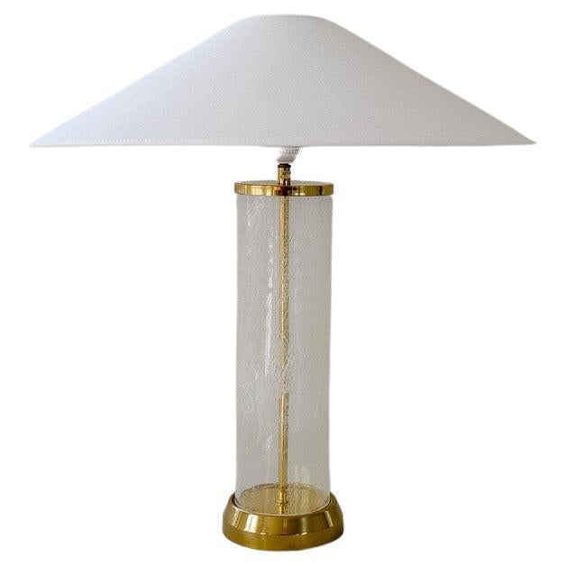 Midcentury Modern Glass and Brass Table Lamp Bergbom B-019 Sweden 1960s