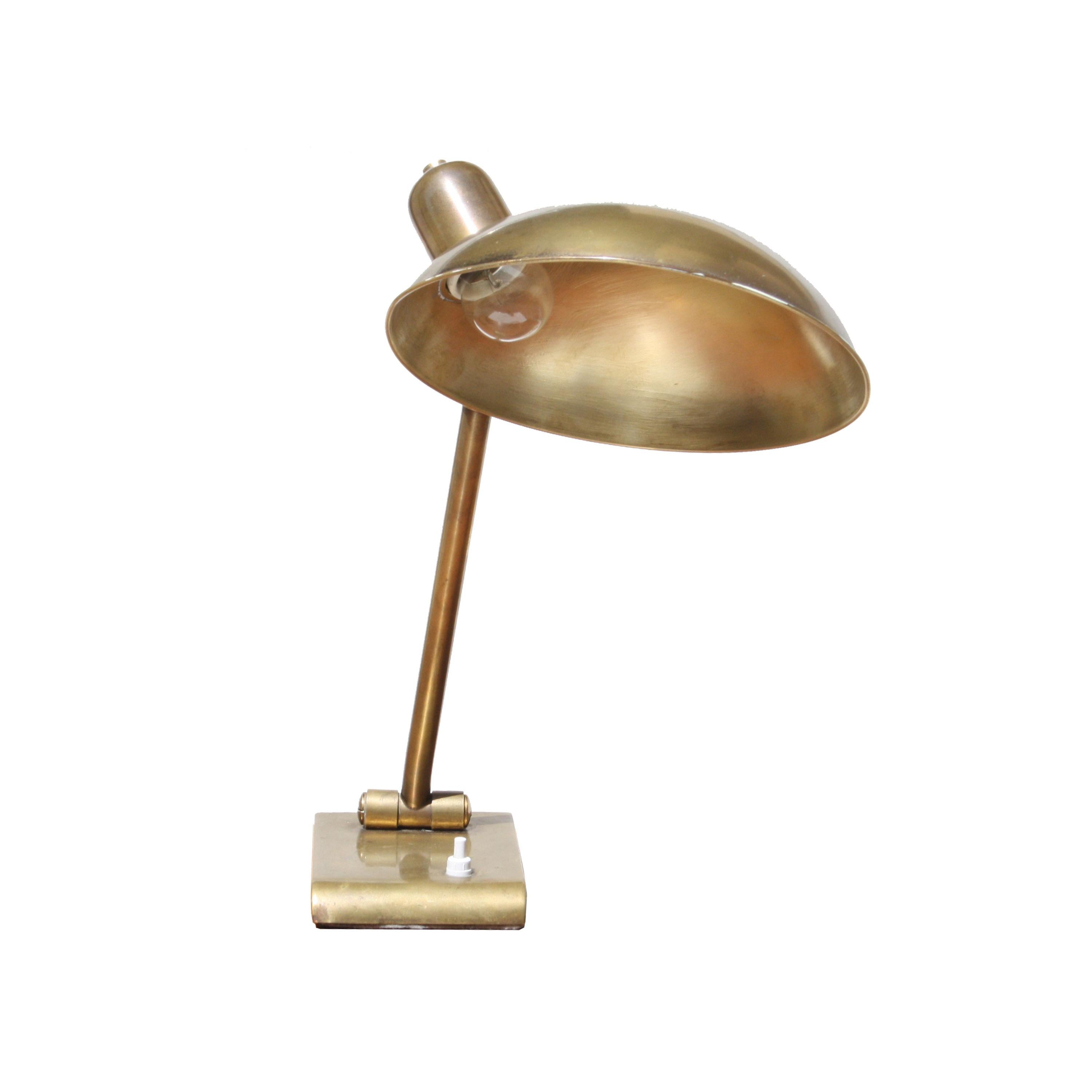 Mid-Century Modern Midcentury Modern Gold Structure Brass Desk Lamp. Belgium, 1940