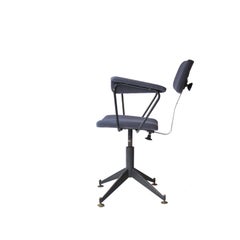 Mid-Century Modern Grey Black Metal Brass German Rotating Armchair, Germany 1930