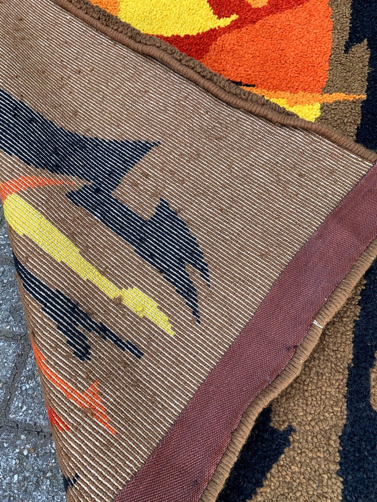 MidCentury Modern Hand Knotted and Colorful Rug or Wall Tapestry W