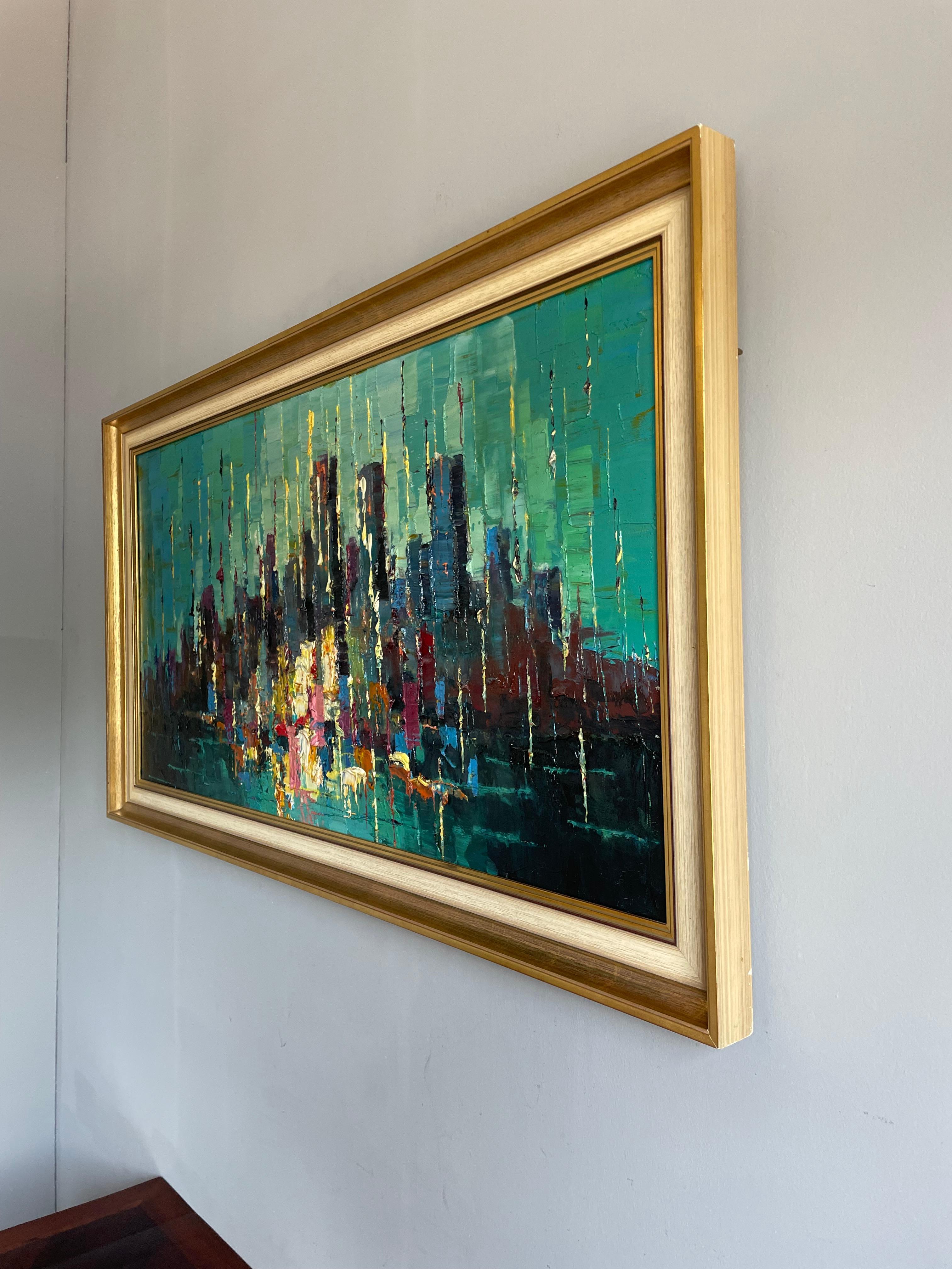 The Moderns Peinture abstraite à l'huile sur toile American Skyline en vente 4