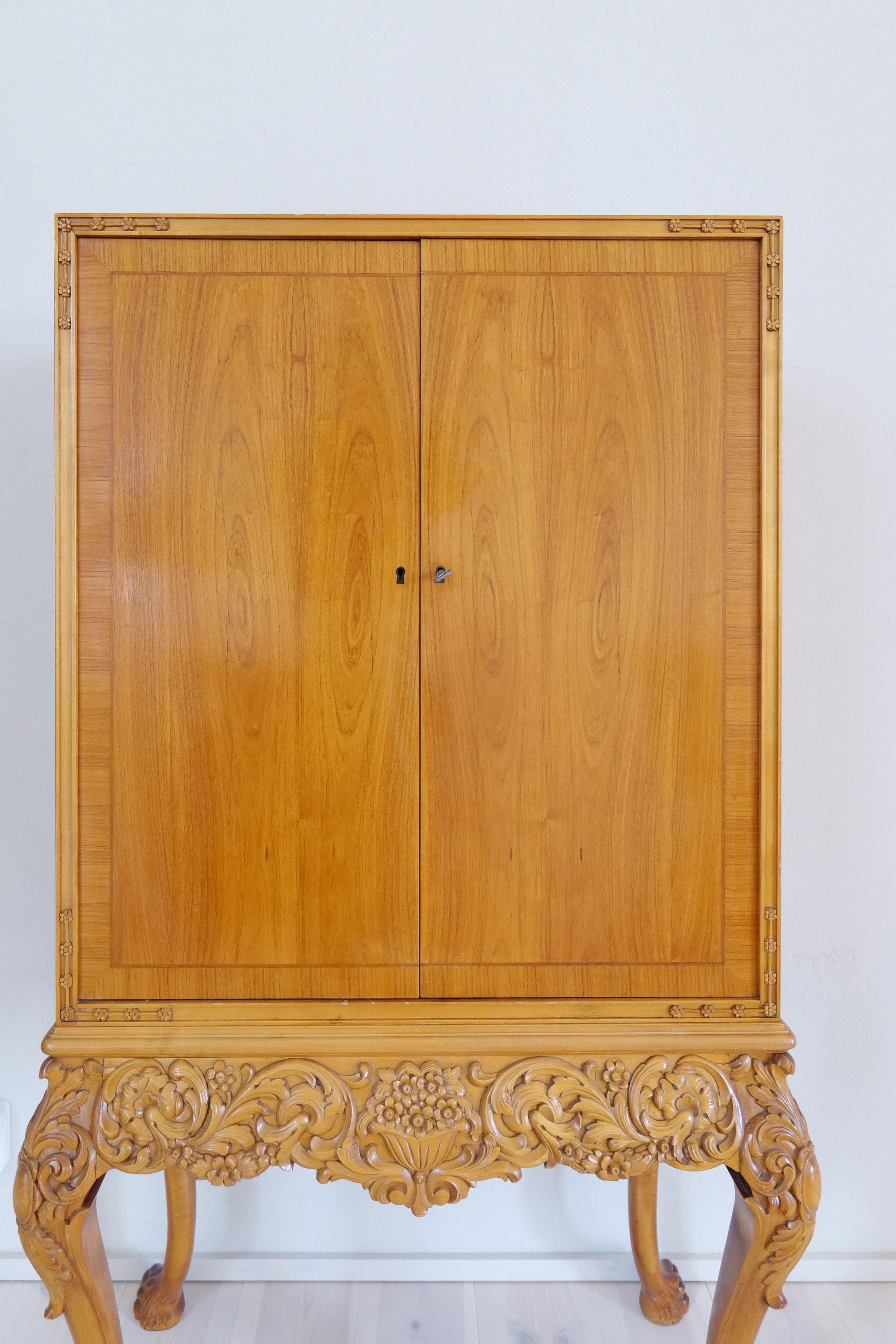 Mid-20th Century Midcentury Modern Handcrafted Cabinet Elm, Sweden, 1940s For Sale
