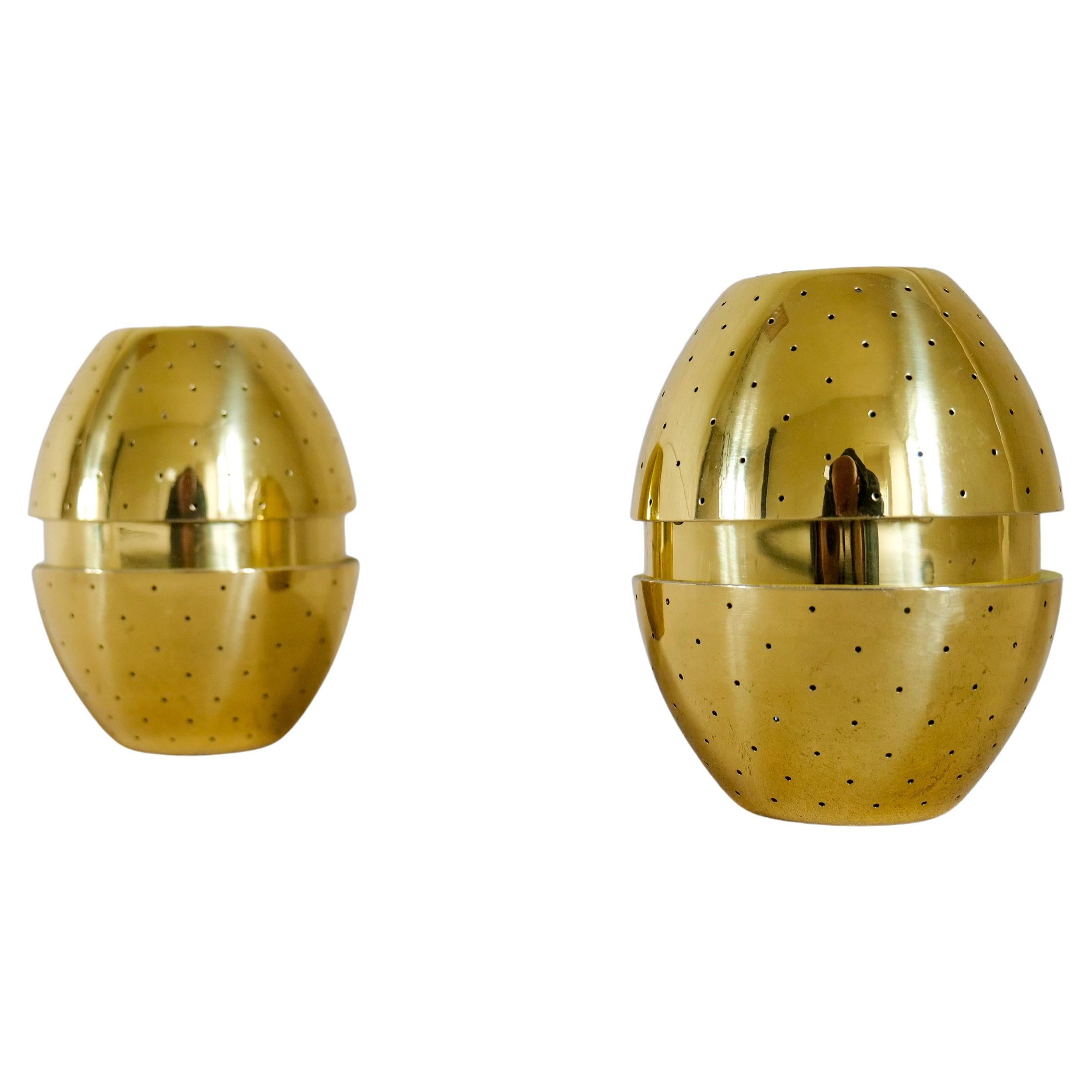 Midcentury Modern Hans-Agne Jakobsson Pair of Brass "Egg" Pendents Sweden 1970s For Sale