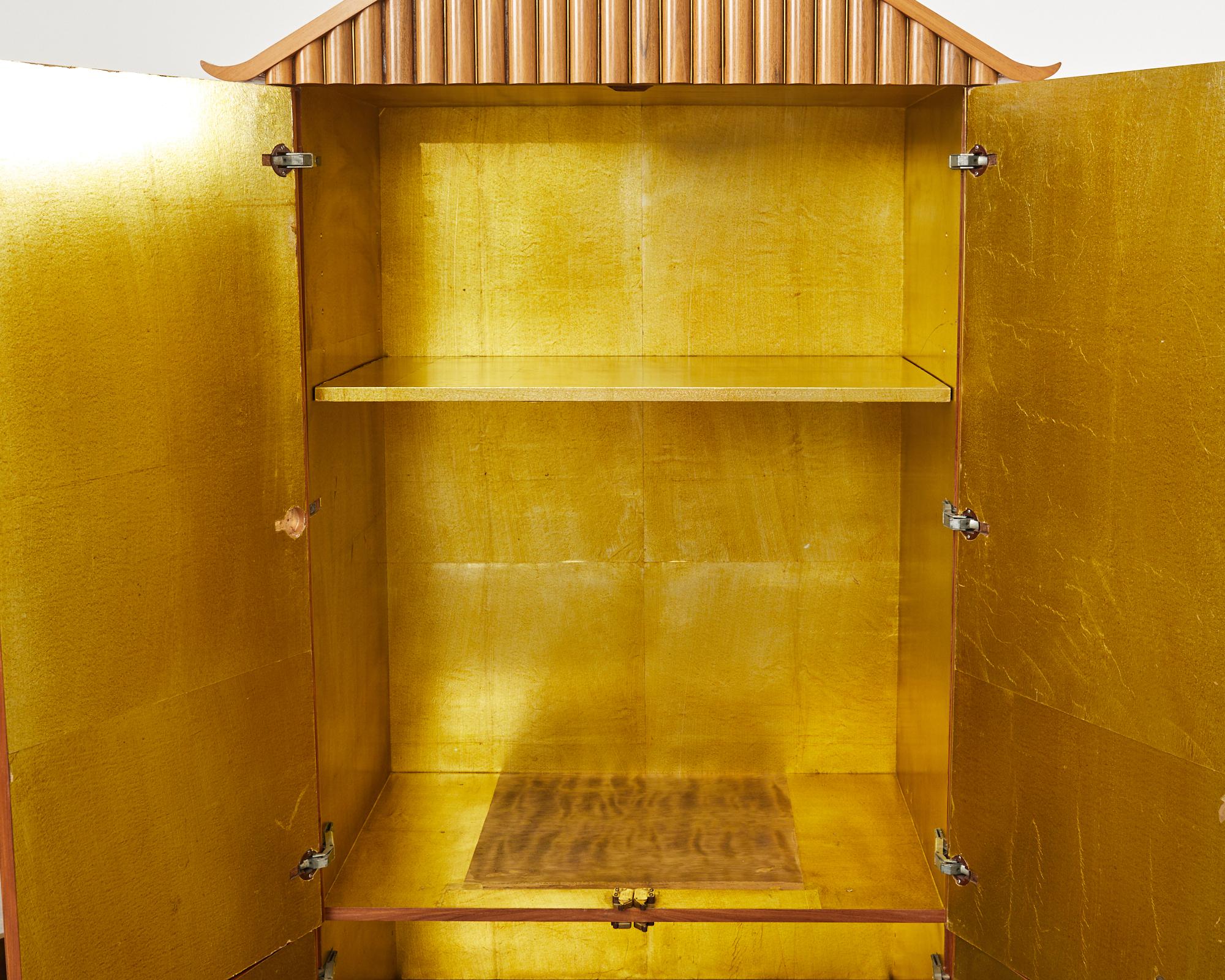 Midcentury Modern Hardwood Pagoda Form Dry Bar Cabinet For Sale 2