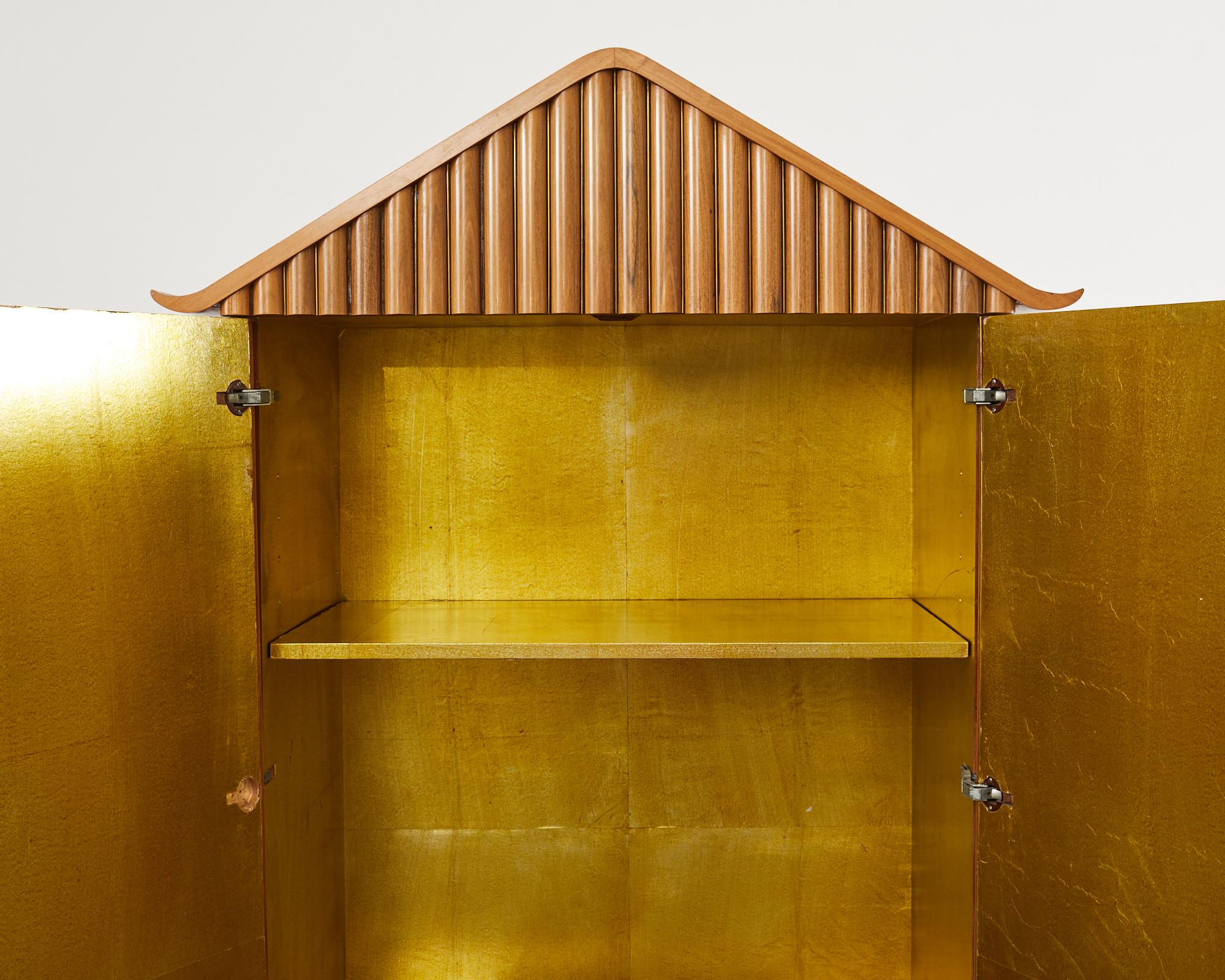 Midcentury Modern Hardwood Pagoda Form Dry Bar Cabinet For Sale 1