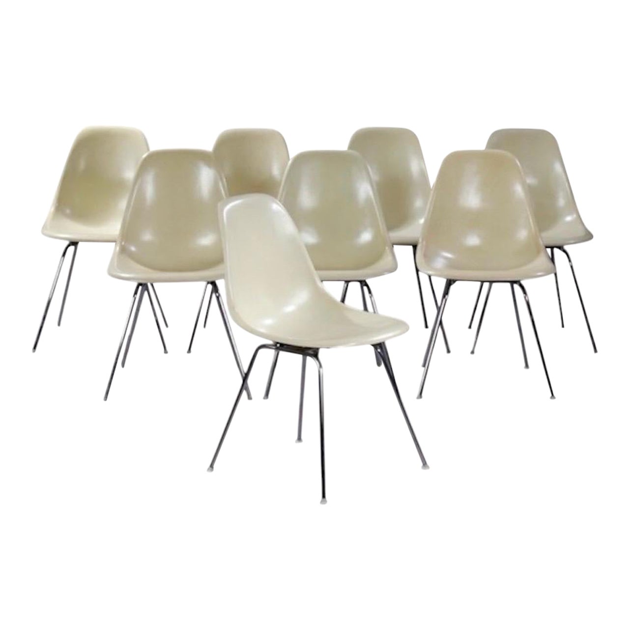 Set di 8 sedie da pranzo Herman Miller, moderne e di metà secolo.