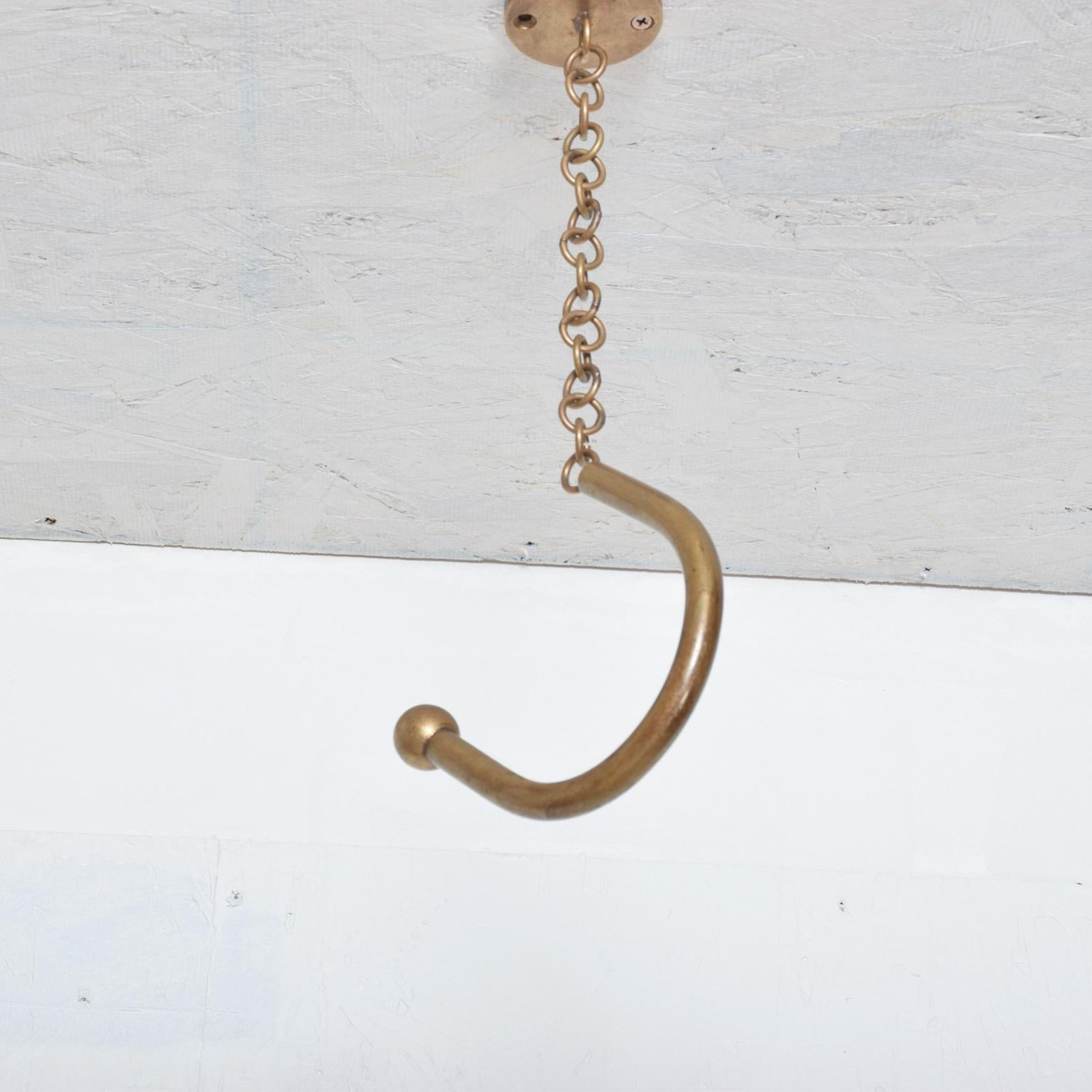 We are pleased to offer for your consideration a beautiful and unusual coat hanger in bronze. Chain and canopy are a single unit. Dimensions: 14 1/2