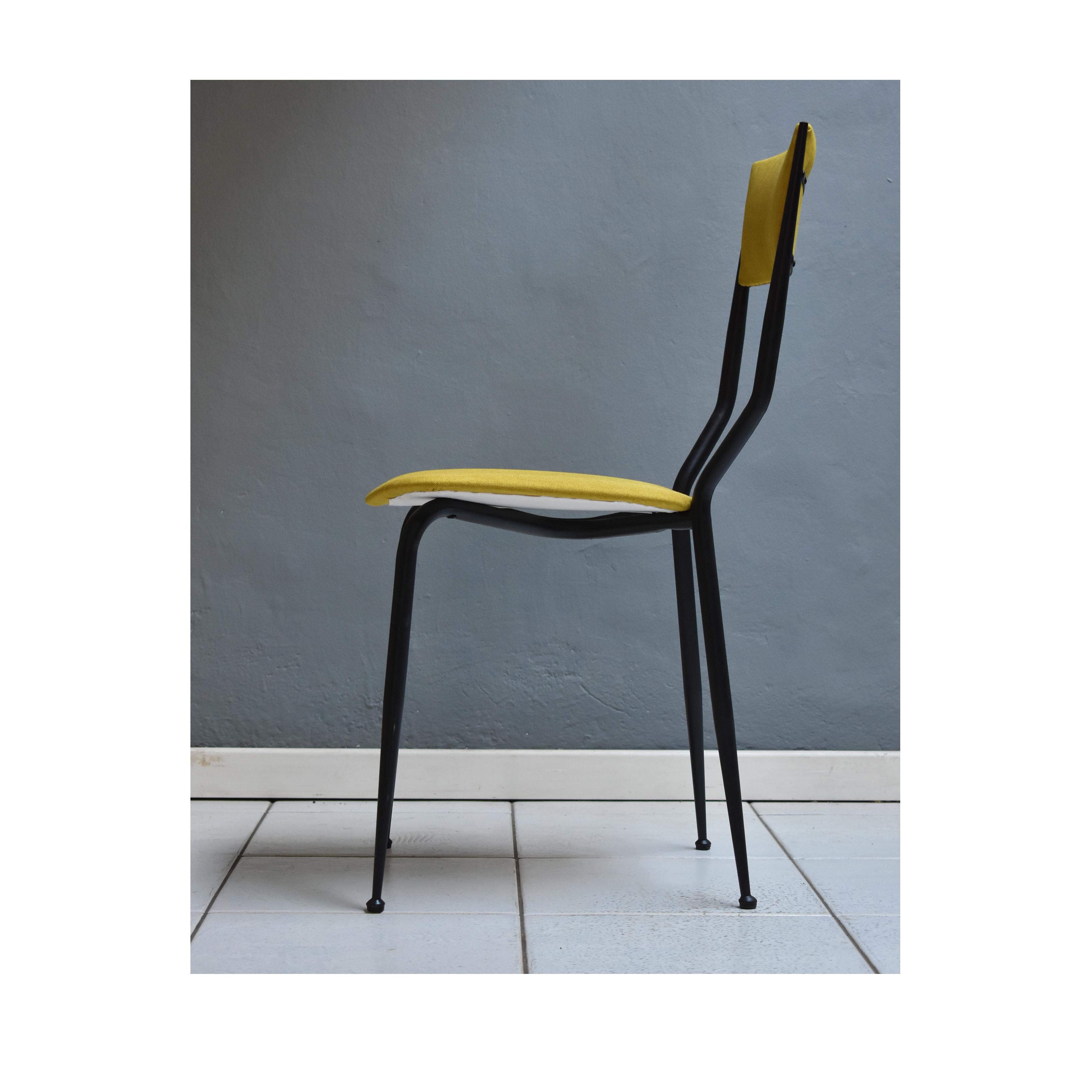 The Moderns Modernity Italian 6 Dining Chairs 1960 Black Iron Structure OcherFabric 4