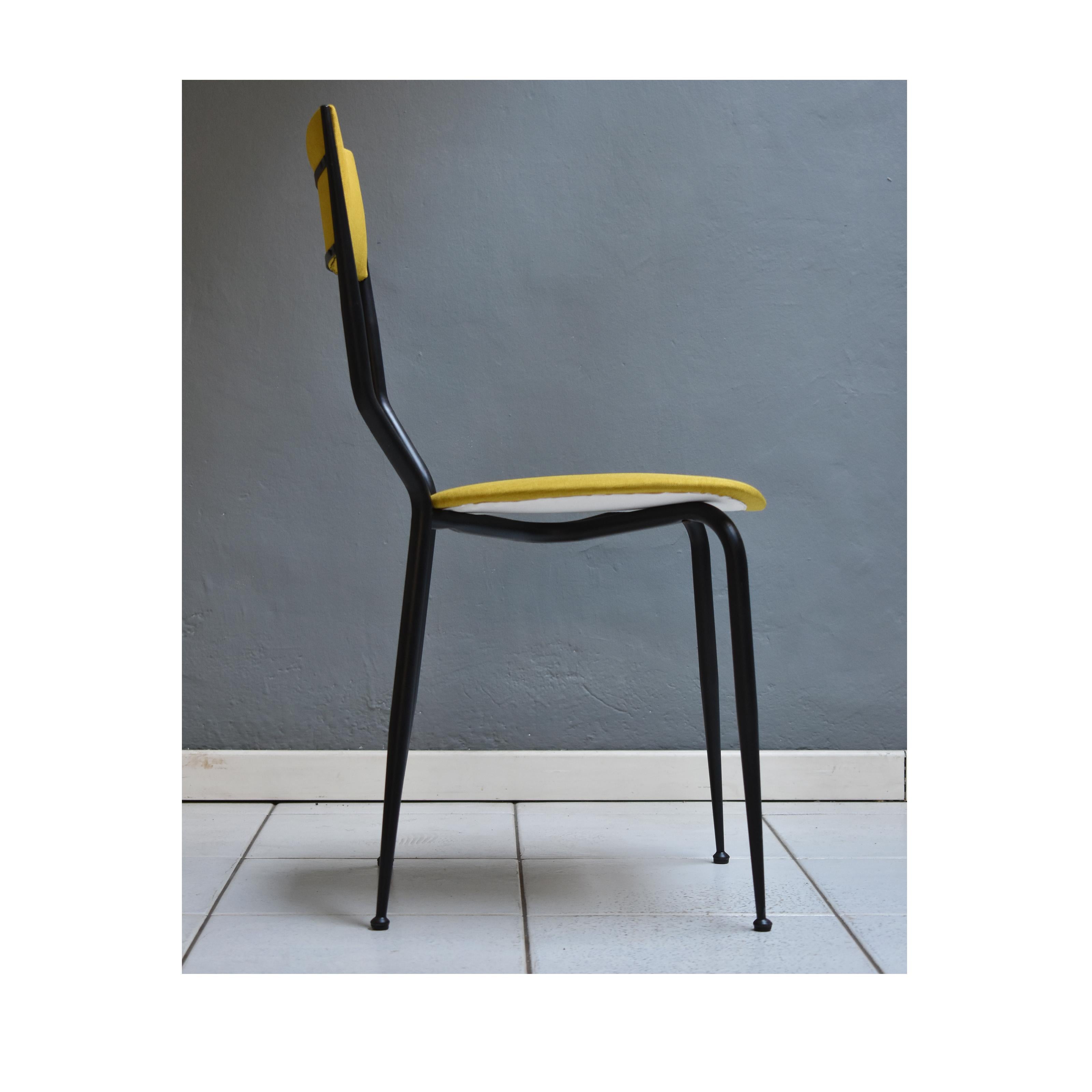Tissu The Moderns Modernity Italian 6 Dining Chairs 1960 Black Iron Structure OcherFabric