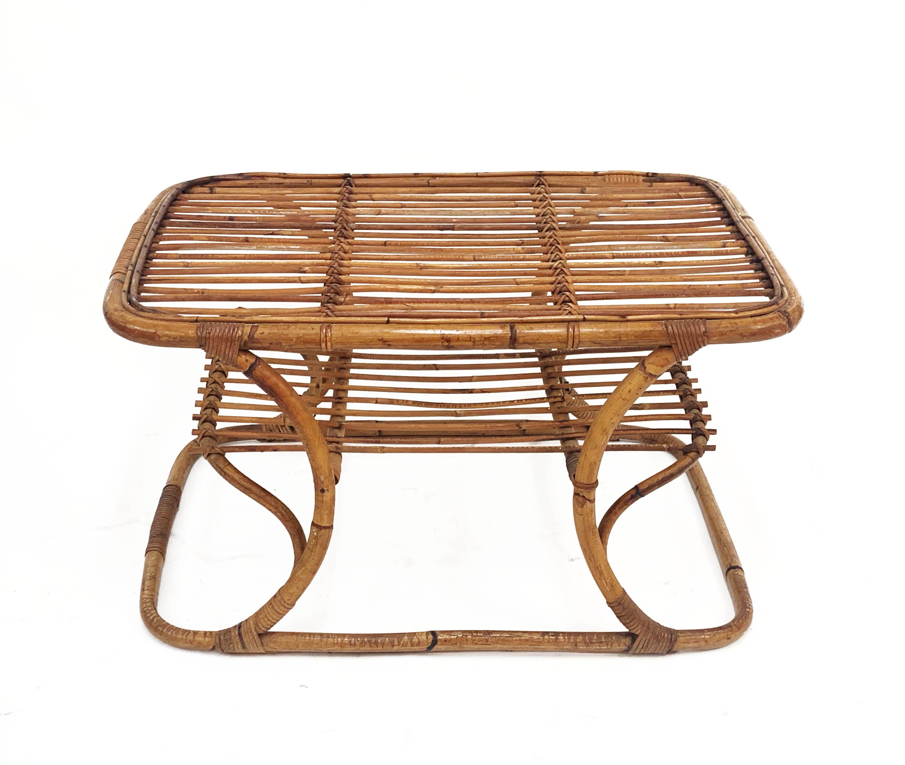 Mid-Century Modern Italian Bamboo Coffee Table, 1950s For Sale 8