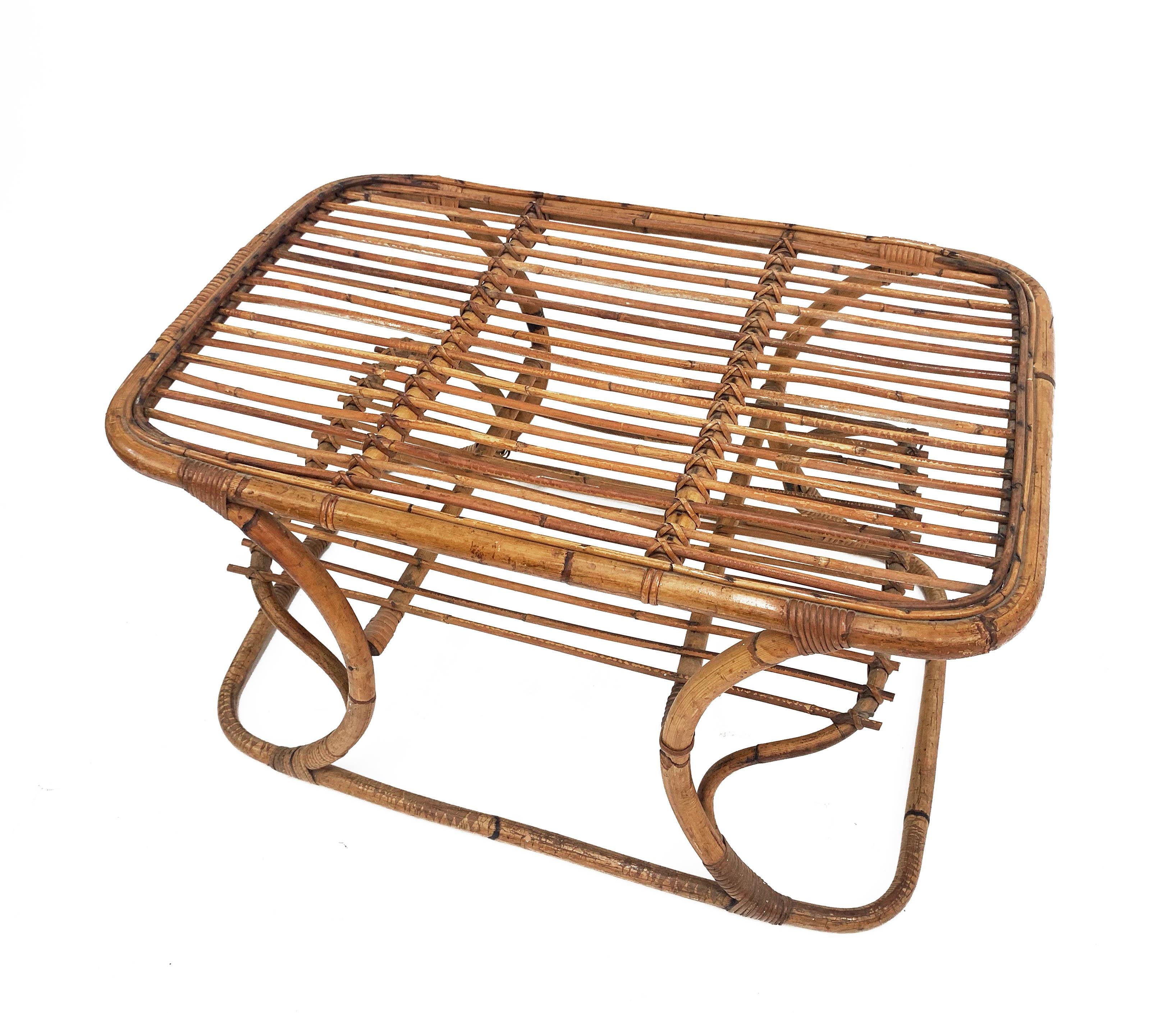 Moderner italienischer Bambus-Couchtisch aus der Jahrhundertmitte, 1950er Jahre im Zustand „Gut“ im Angebot in Roma, IT