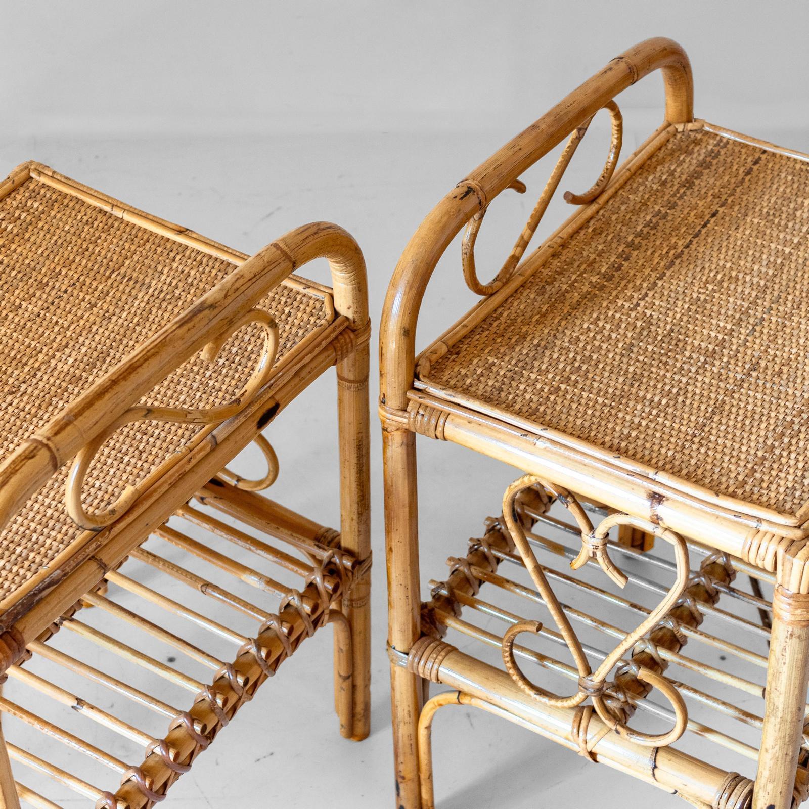 Tables d'appoint en bambou italiennes modernes du milieu du siècle, ensemble de deux, Italie, années 1960 en vente 4