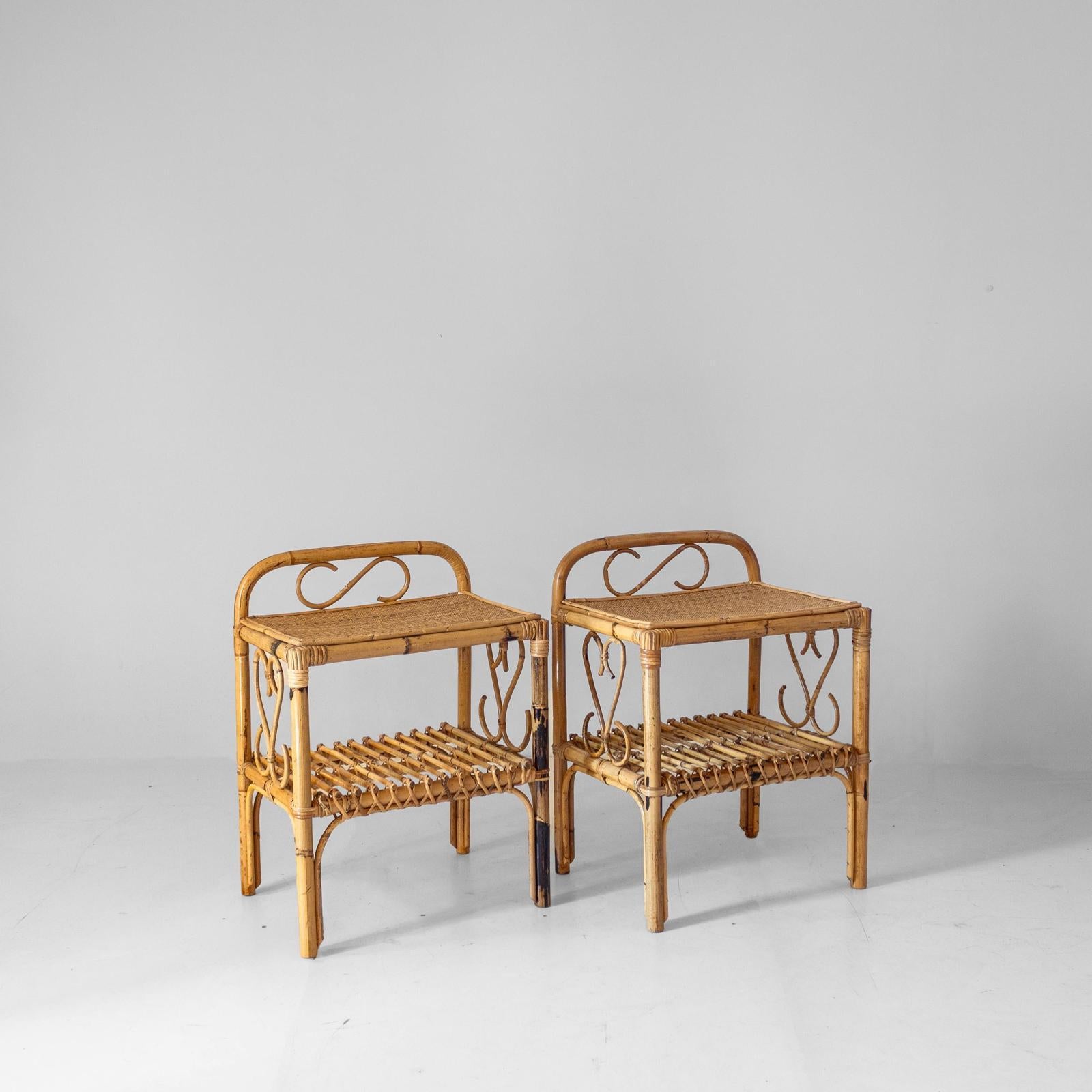 Tables d'appoint en bambou italiennes modernes du milieu du siècle, ensemble de deux, Italie, années 1960 Bon état - En vente à Ceglie Messapica, IT