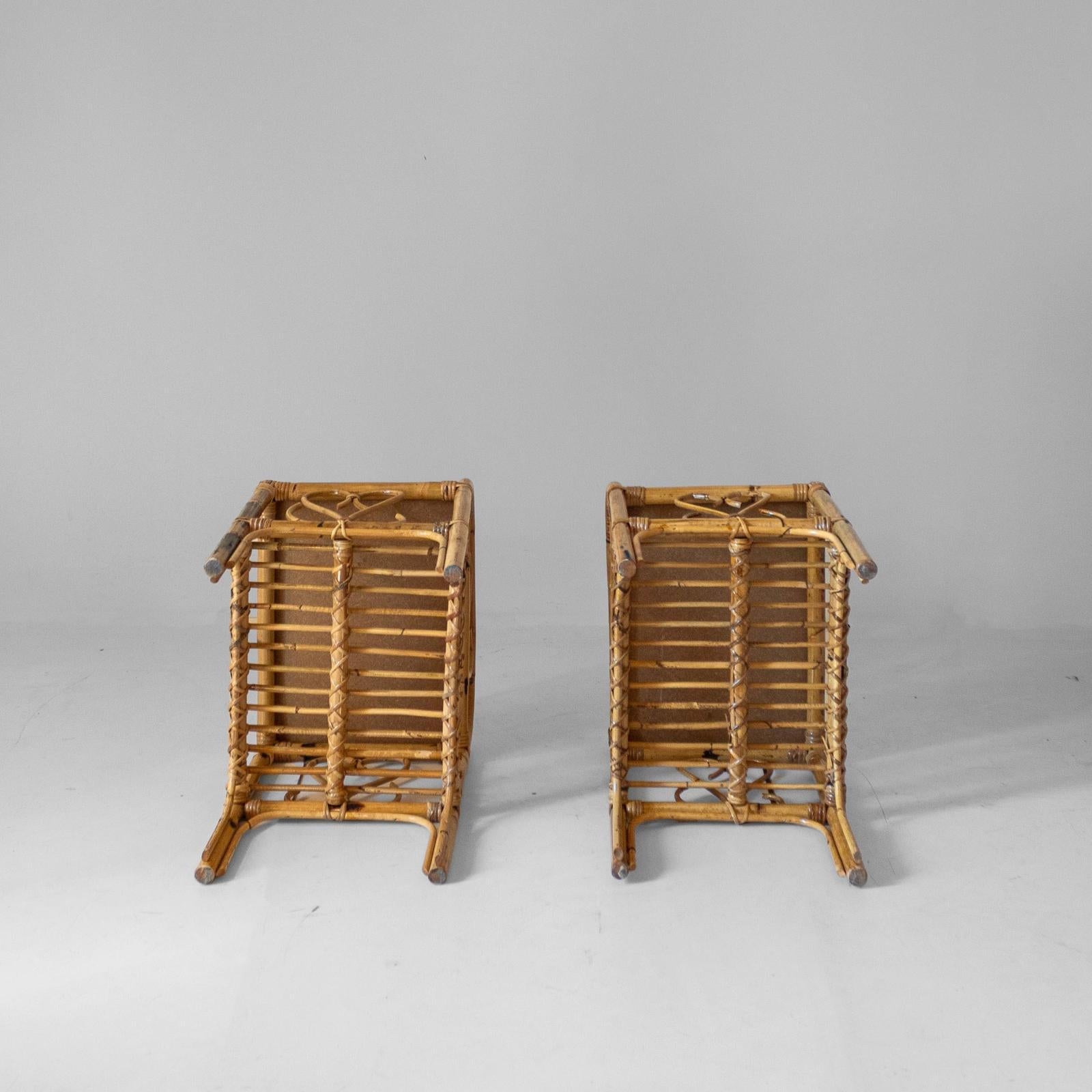 Tables d'appoint en bambou italiennes modernes du milieu du siècle, ensemble de deux, Italie, années 1960 en vente 2