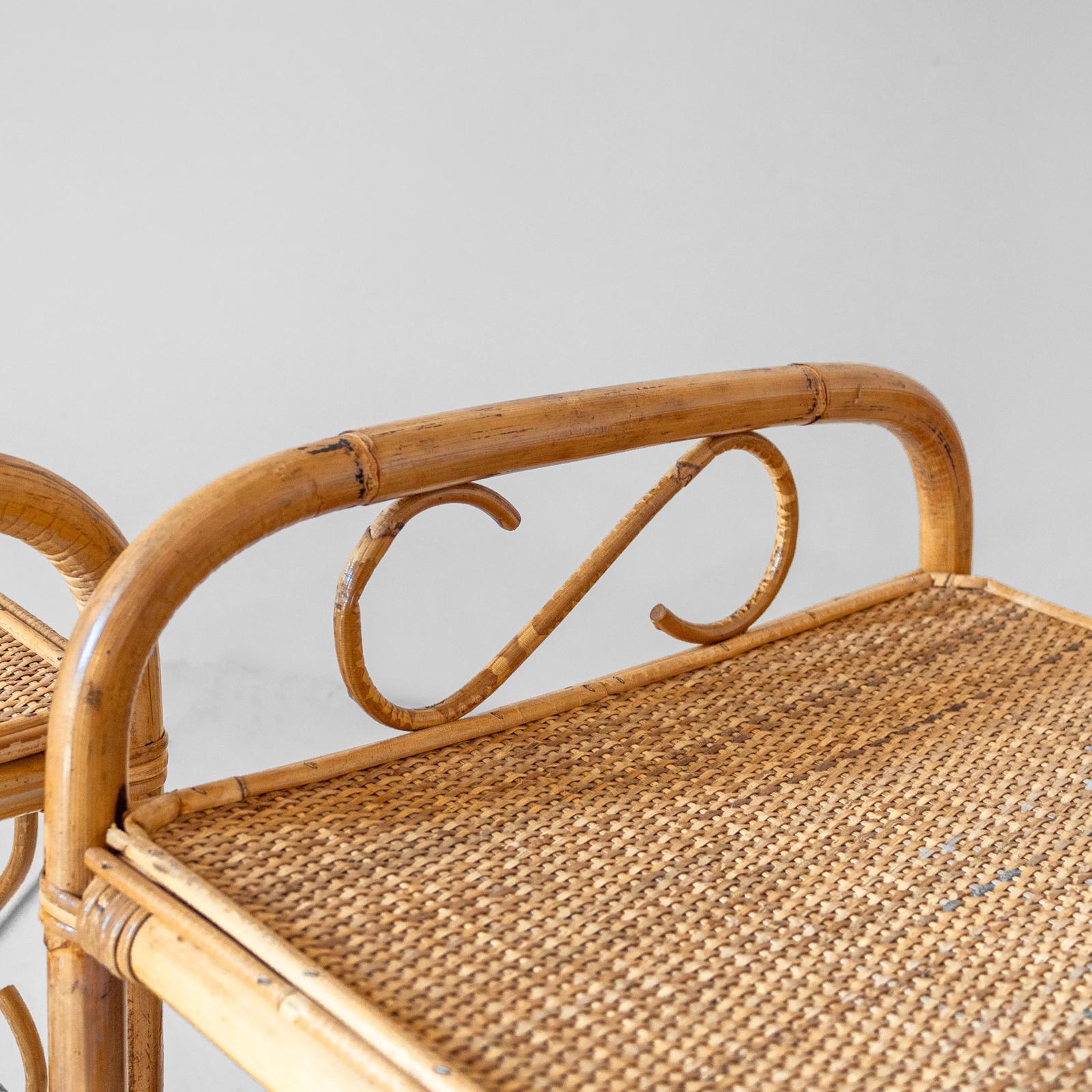 Tables d'appoint en bambou italiennes modernes du milieu du siècle, ensemble de deux, Italie, années 1960 en vente 3