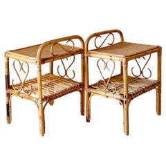 Tables d'appoint en bambou italiennes modernes du milieu du siècle, ensemble de deux, Italie, années 1960