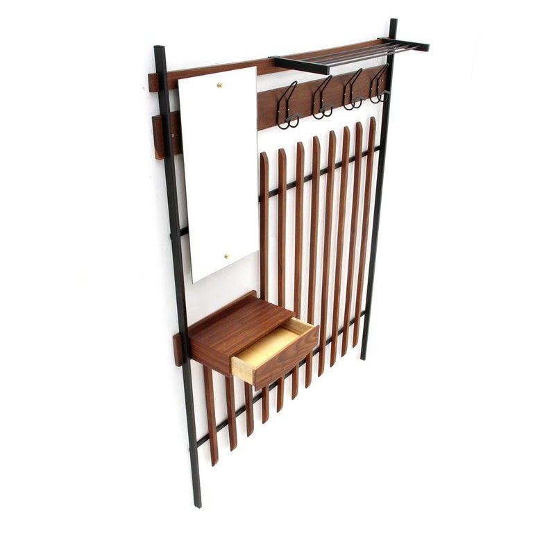 Midcentury Modern Italian Clothes Hanger with Mirror and Console, 1960s