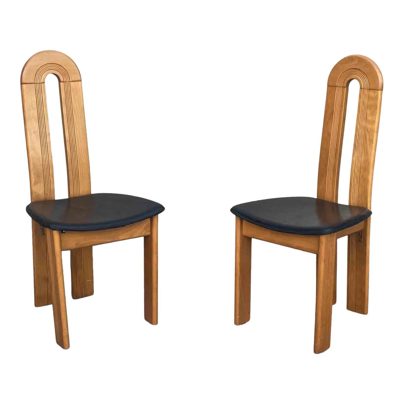 Midcentury Modern Italian Design Beech & Leather Dining Chairs, 1980s, Set of 6 4