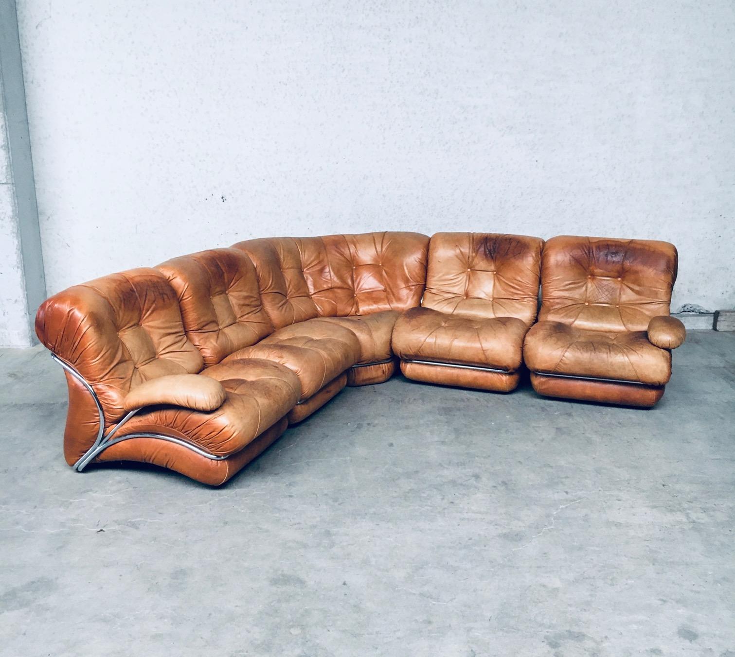 Late 20th Century Italian Design COROLLA Leather Sectional Sofa by I.P.E. Italy 1970's For Sale