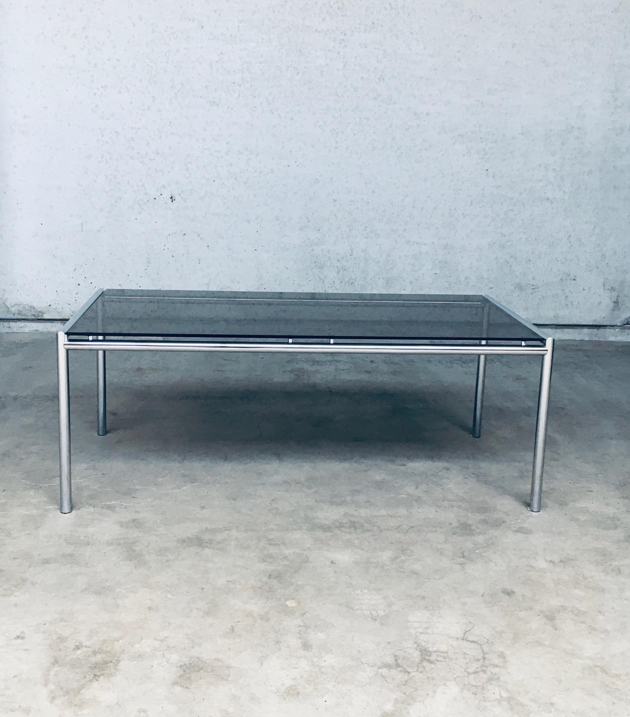 Mid-Century Modern Midcentury Modern Italian Design Tubular Chrome & Smoke Glass Dining Table, 70's For Sale